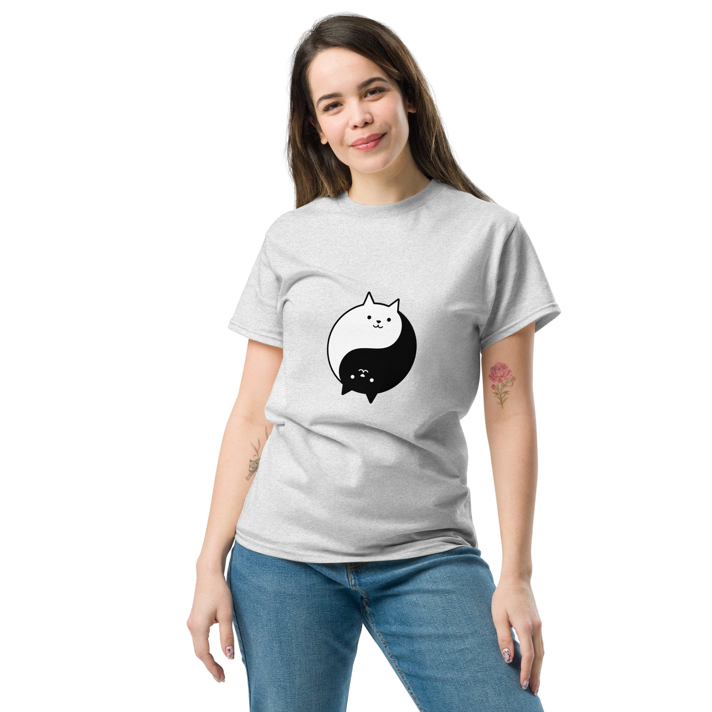 Ying yang cat classic tee short sleeves unisex t-shirt - SexyCoca