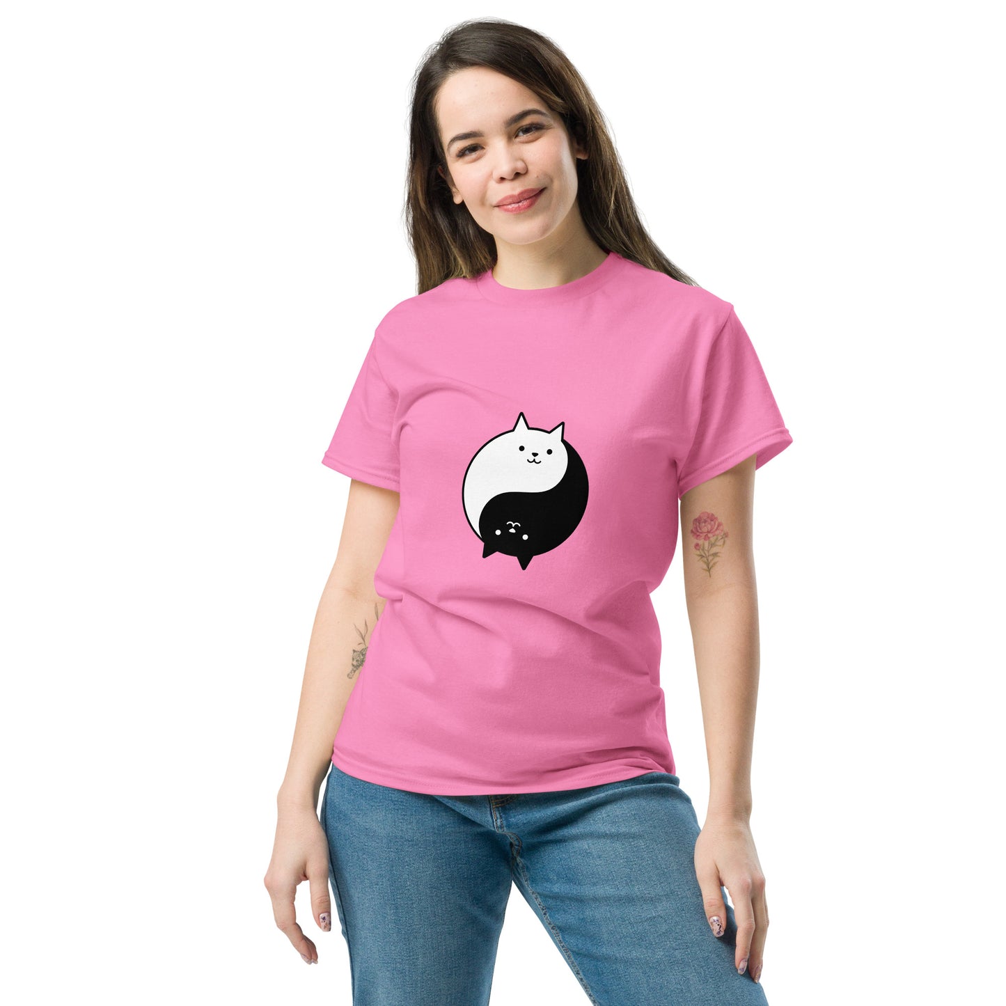 Ying yang cat classic tee short sleeves unisex t-shirt - SexyCoca