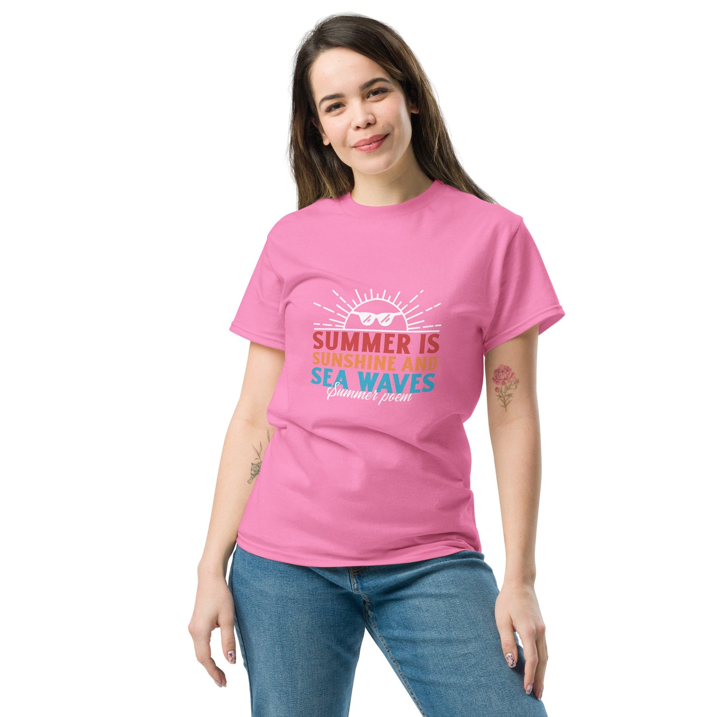 Sunshine and sea waves summer sun classic tee short sleeves unisex t-shirt - SexyCoca