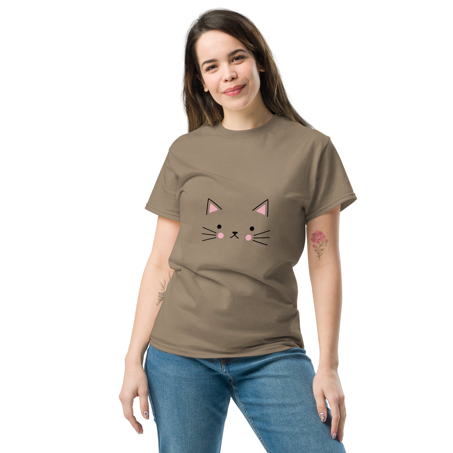 Cute cat face classic tee short sleeves unisex t-shirt - SexyCoca