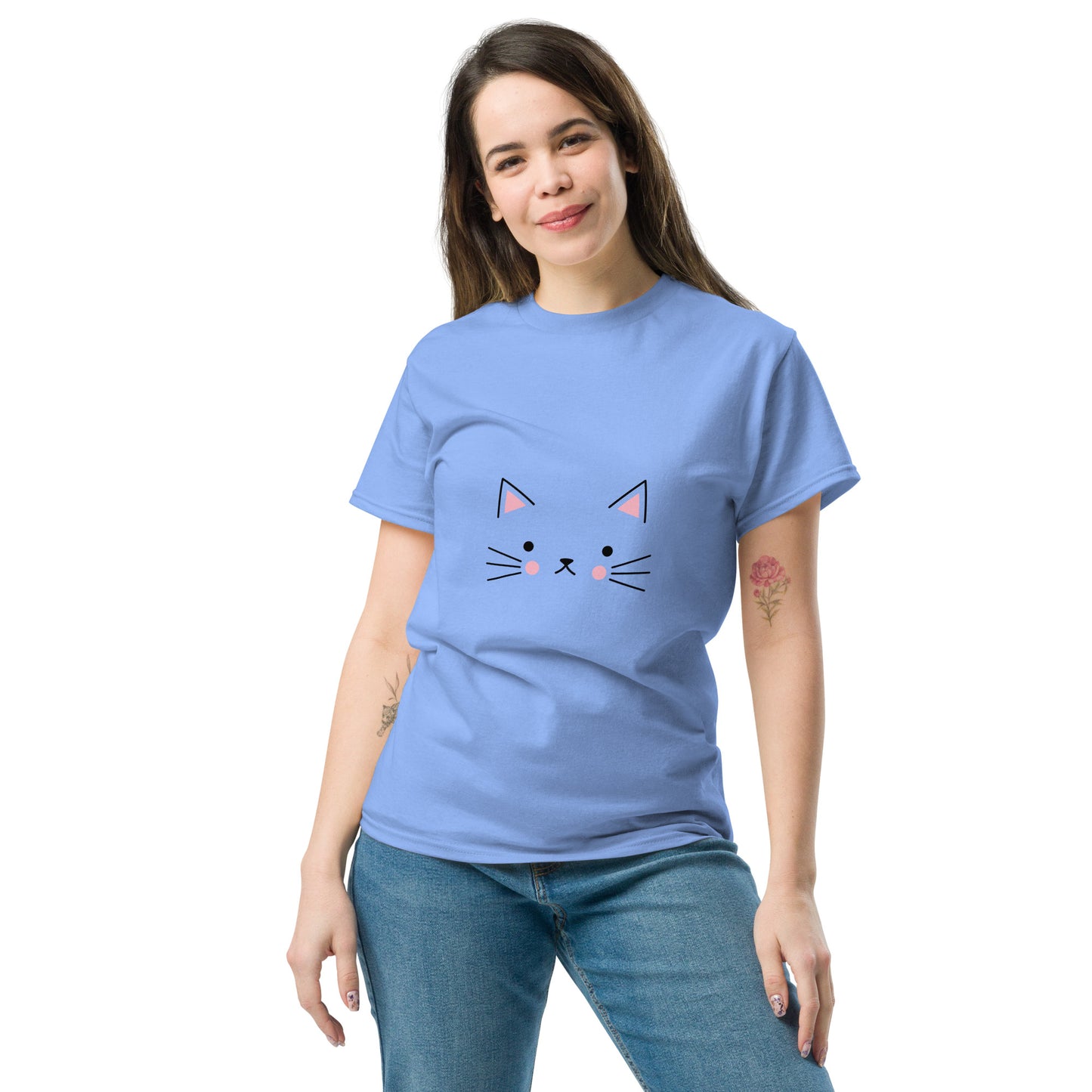Cute cat face classic tee short sleeves unisex t-shirt - SexyCoca