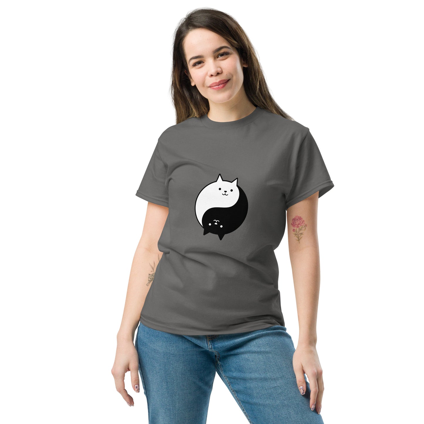 Ying yang cat classic tee short sleeves unisex t-shirt - SexyCoca
