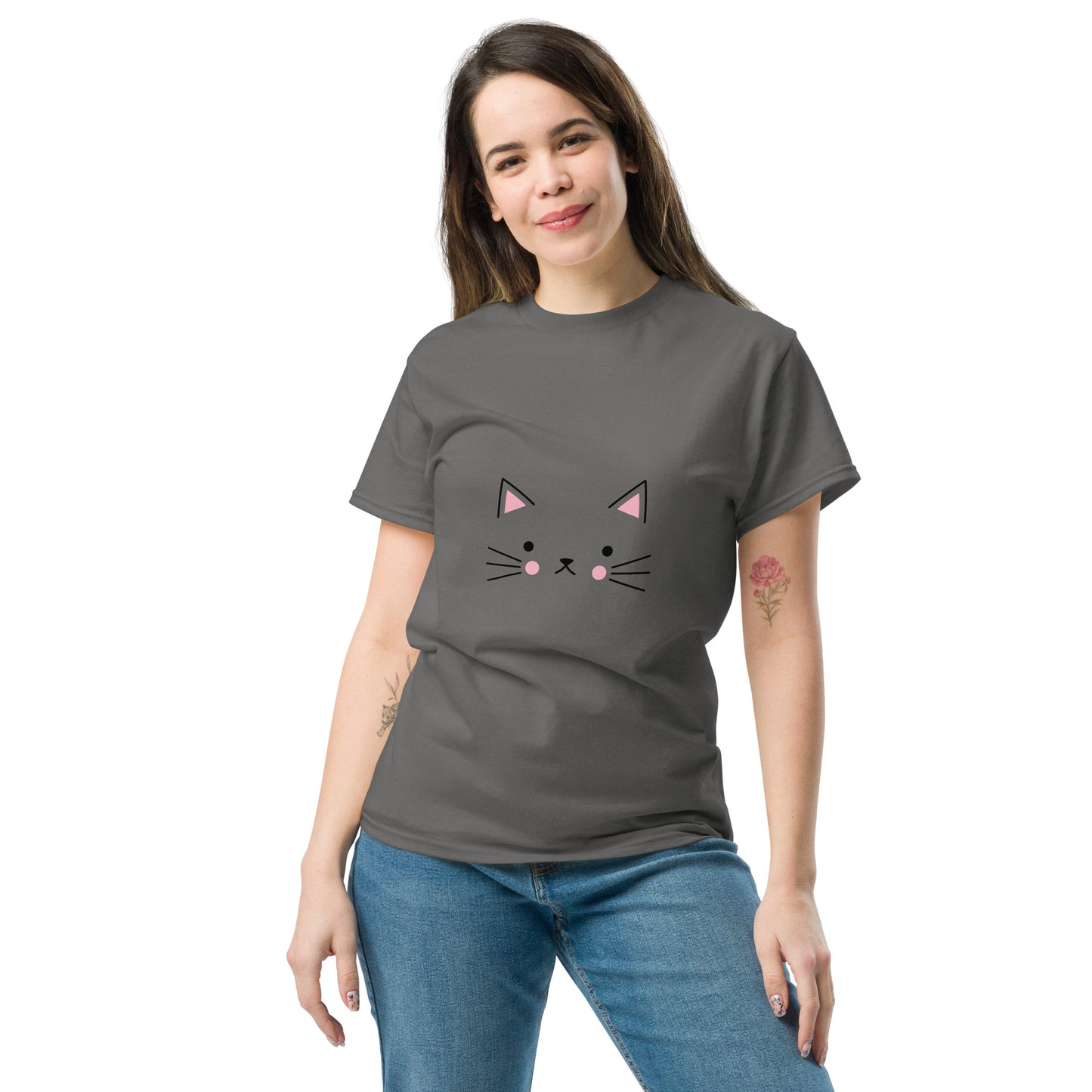 Cute cat face classic tee short sleeves unisex t-shirt - SexyCoca