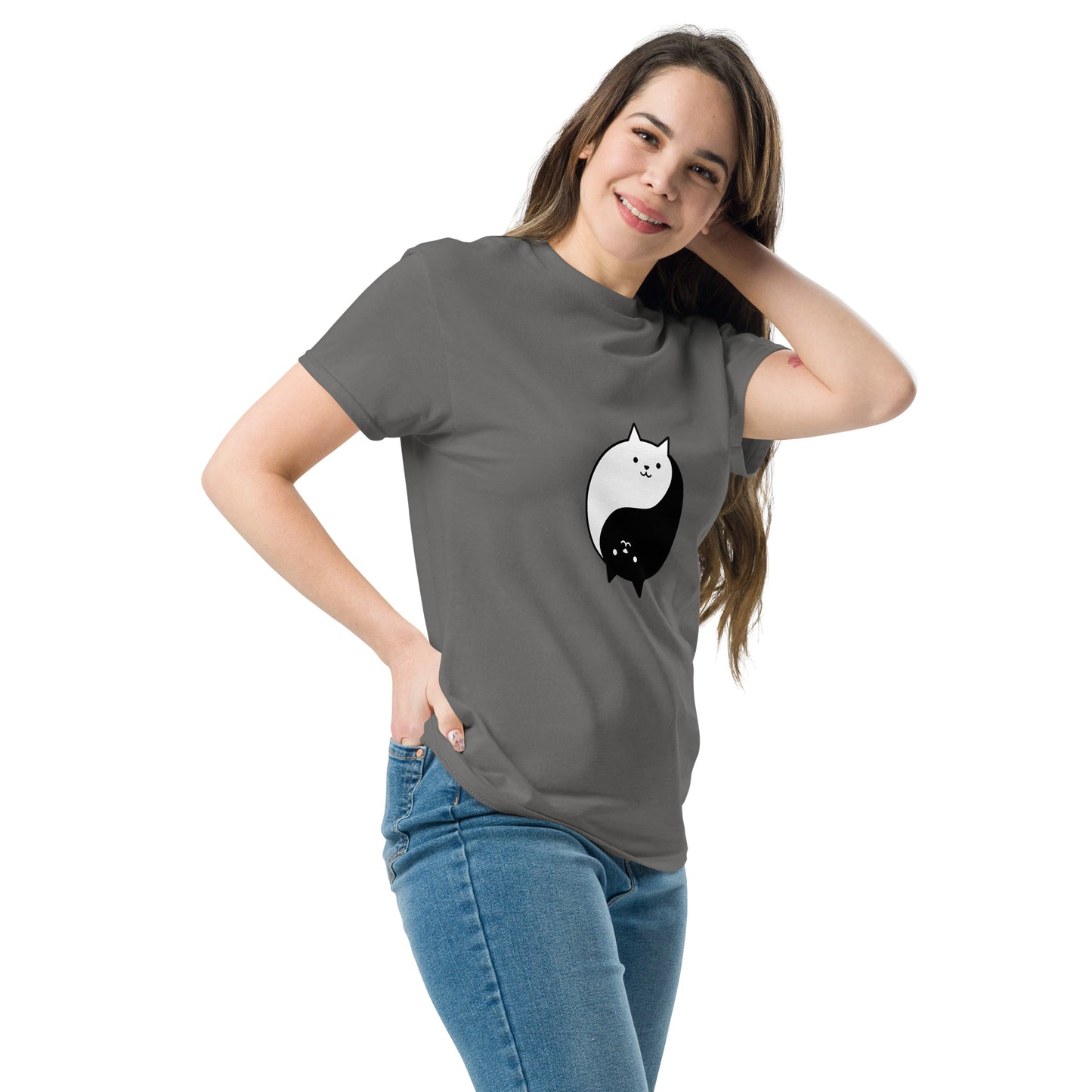 Ying yang cat classic tee short sleeves unisex t-shirt - SexyCoca