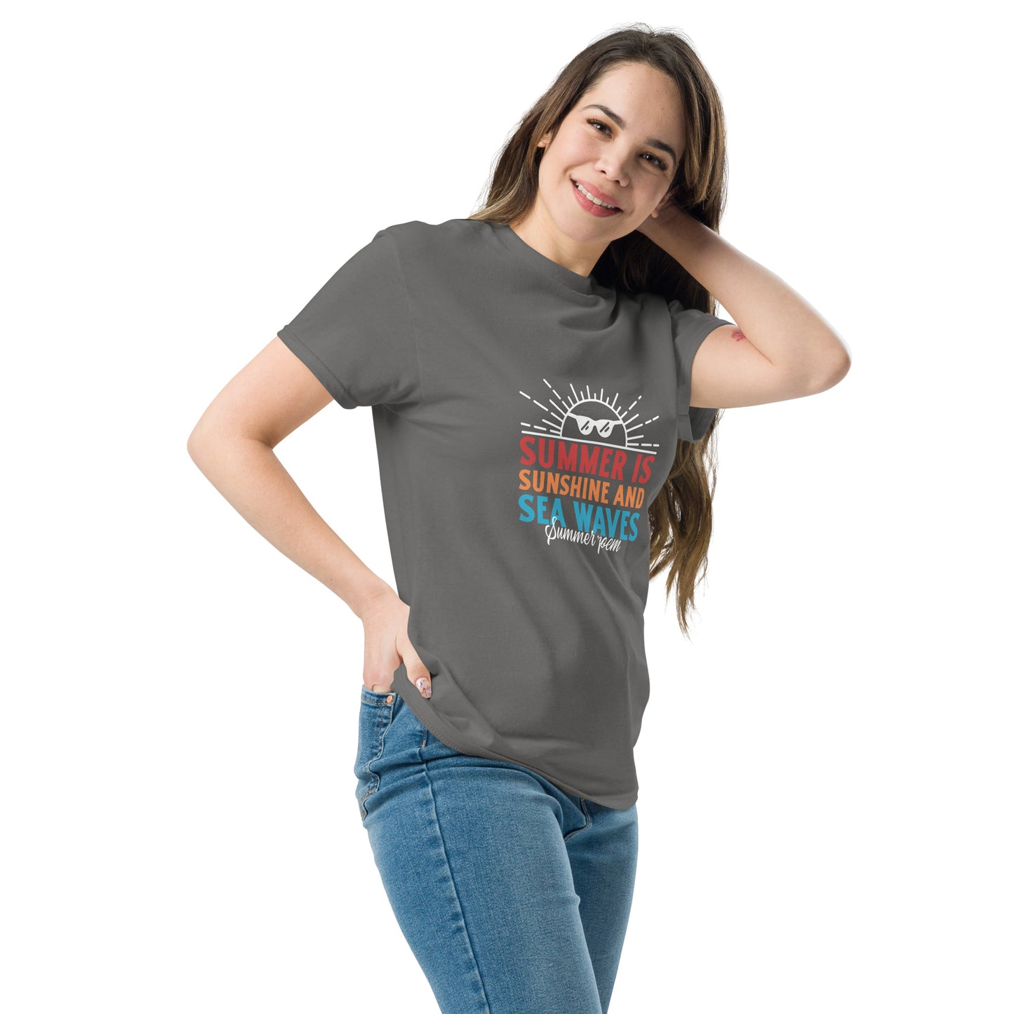 Sunshine and sea waves summer sun classic tee short sleeves unisex t-shirt - SexyCoca