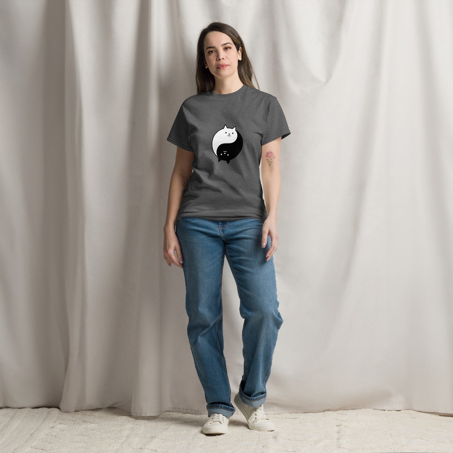 Ying yang cat classic tee short sleeves unisex t-shirt - SexyCoca