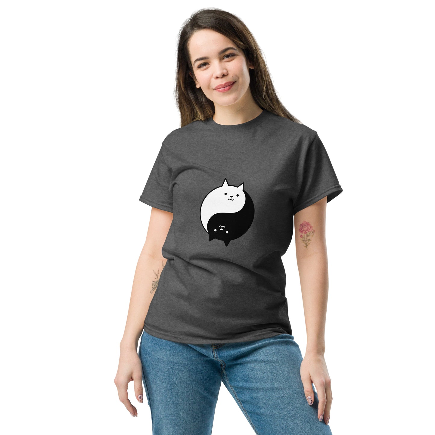 Ying yang cat classic tee short sleeves unisex t-shirt - SexyCoca