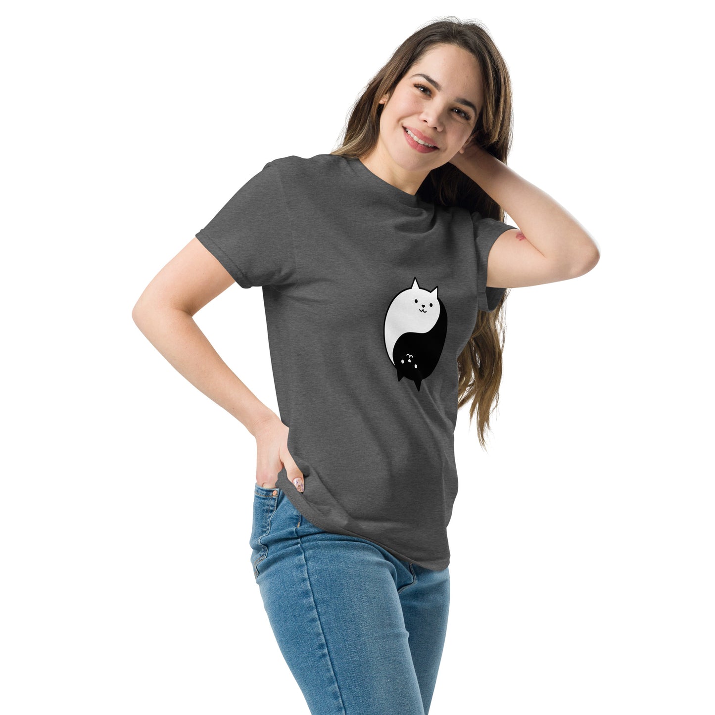 Ying yang cat classic tee short sleeves unisex t-shirt - SexyCoca