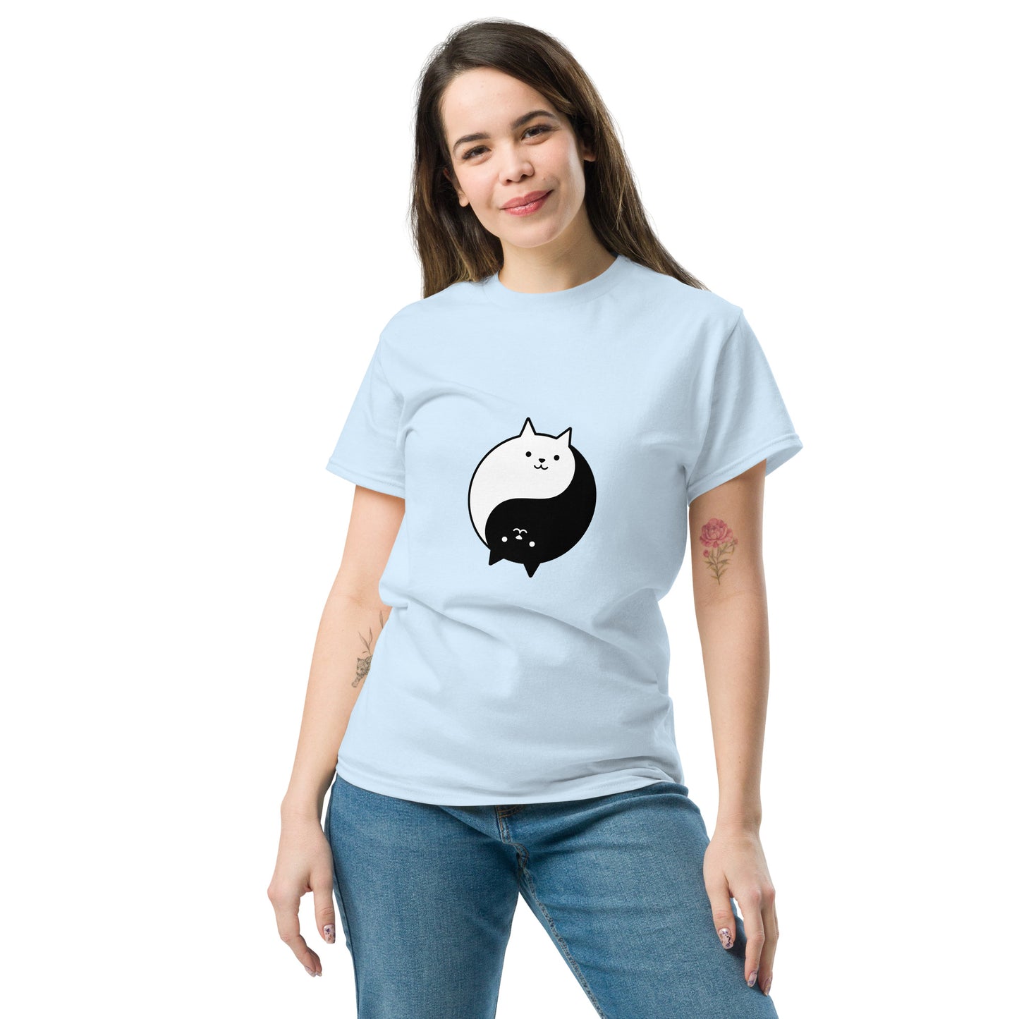 Ying yang cat classic tee short sleeves unisex t-shirt - SexyCoca