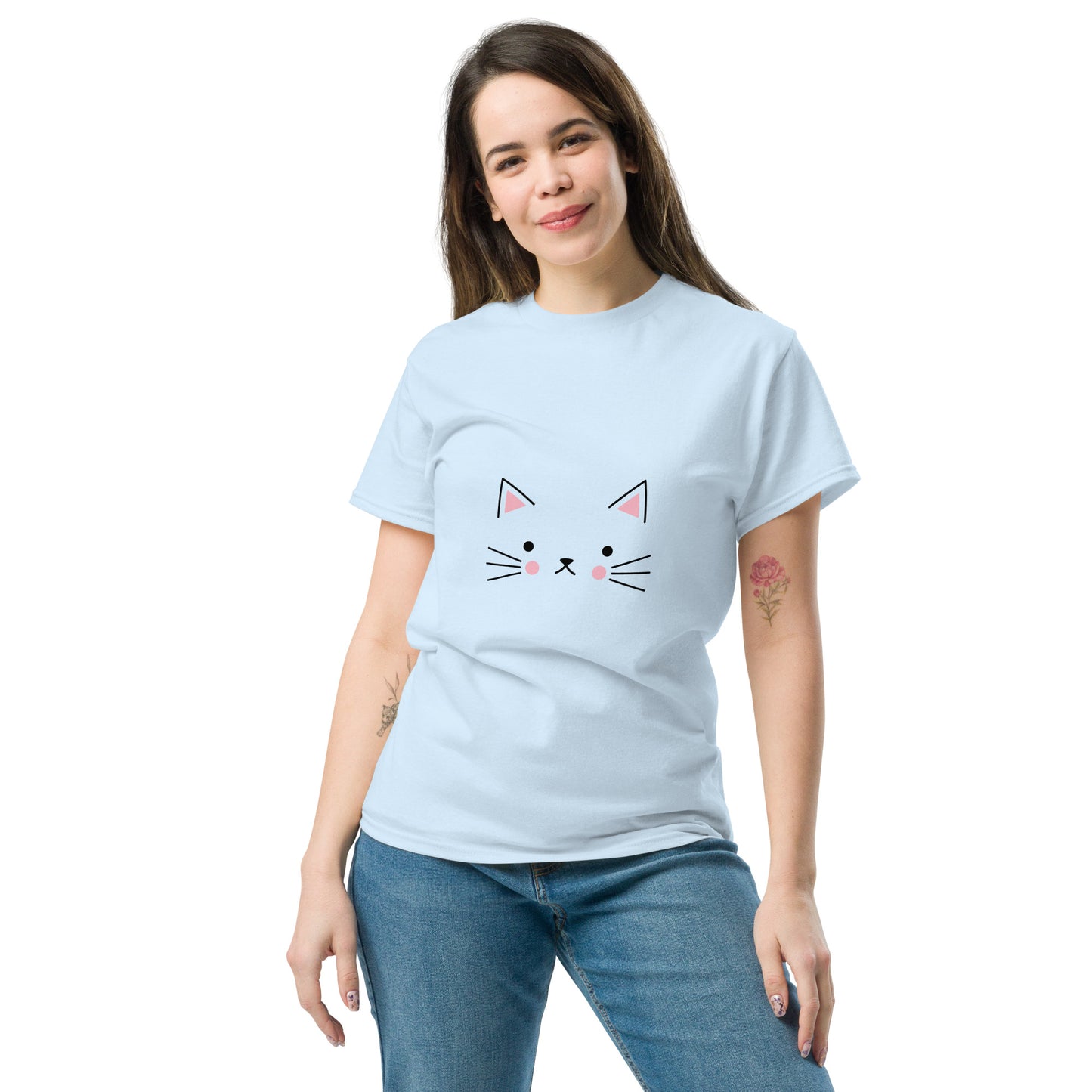 Cute cat face classic tee short sleeves unisex t-shirt - SexyCoca
