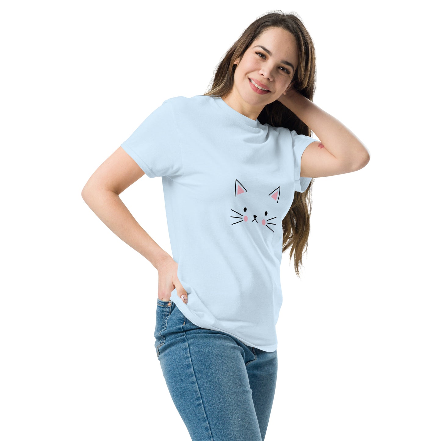 Cute cat face classic tee short sleeves unisex t-shirt - SexyCoca