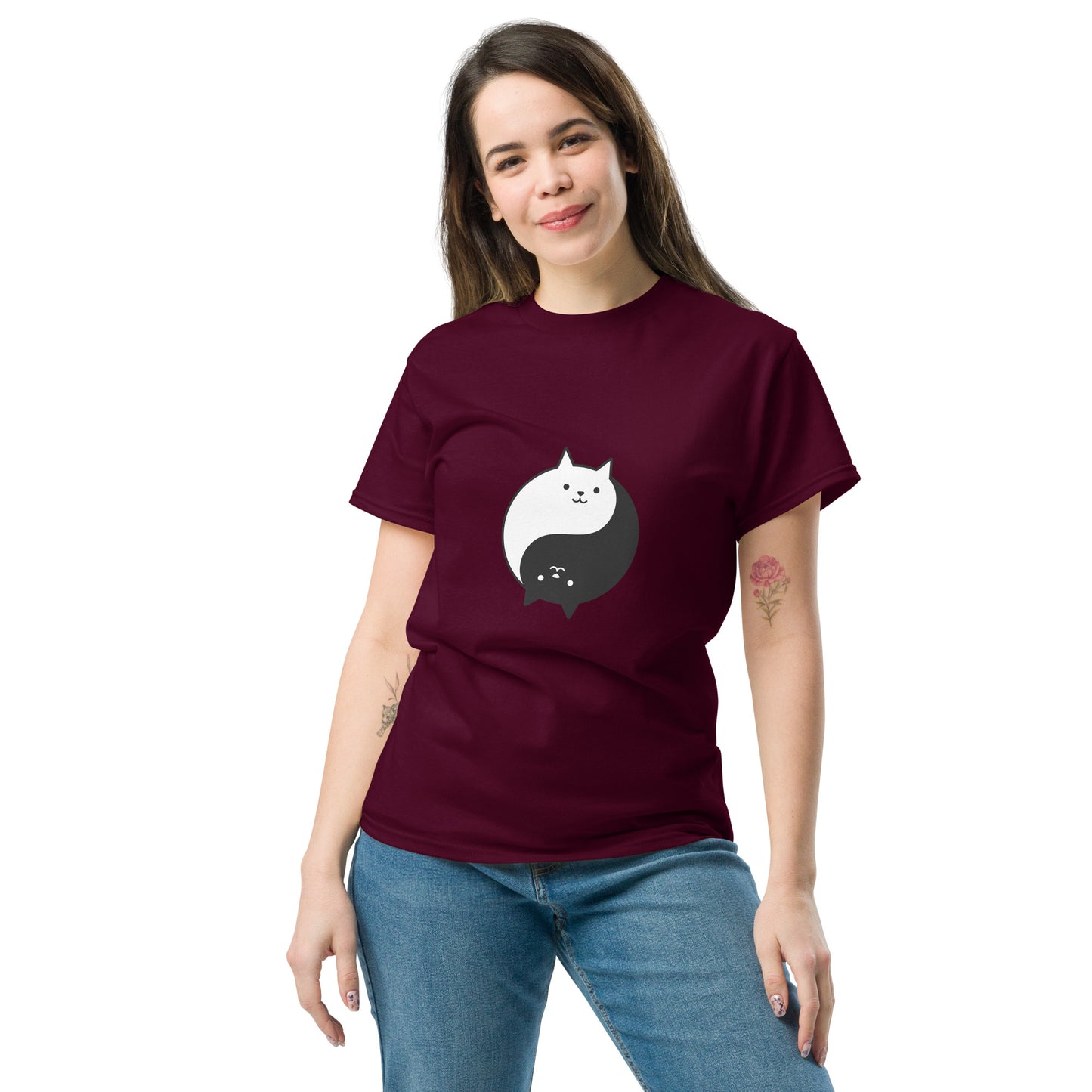 Ying yang cat classic tee short sleeves unisex t-shirt - SexyCoca