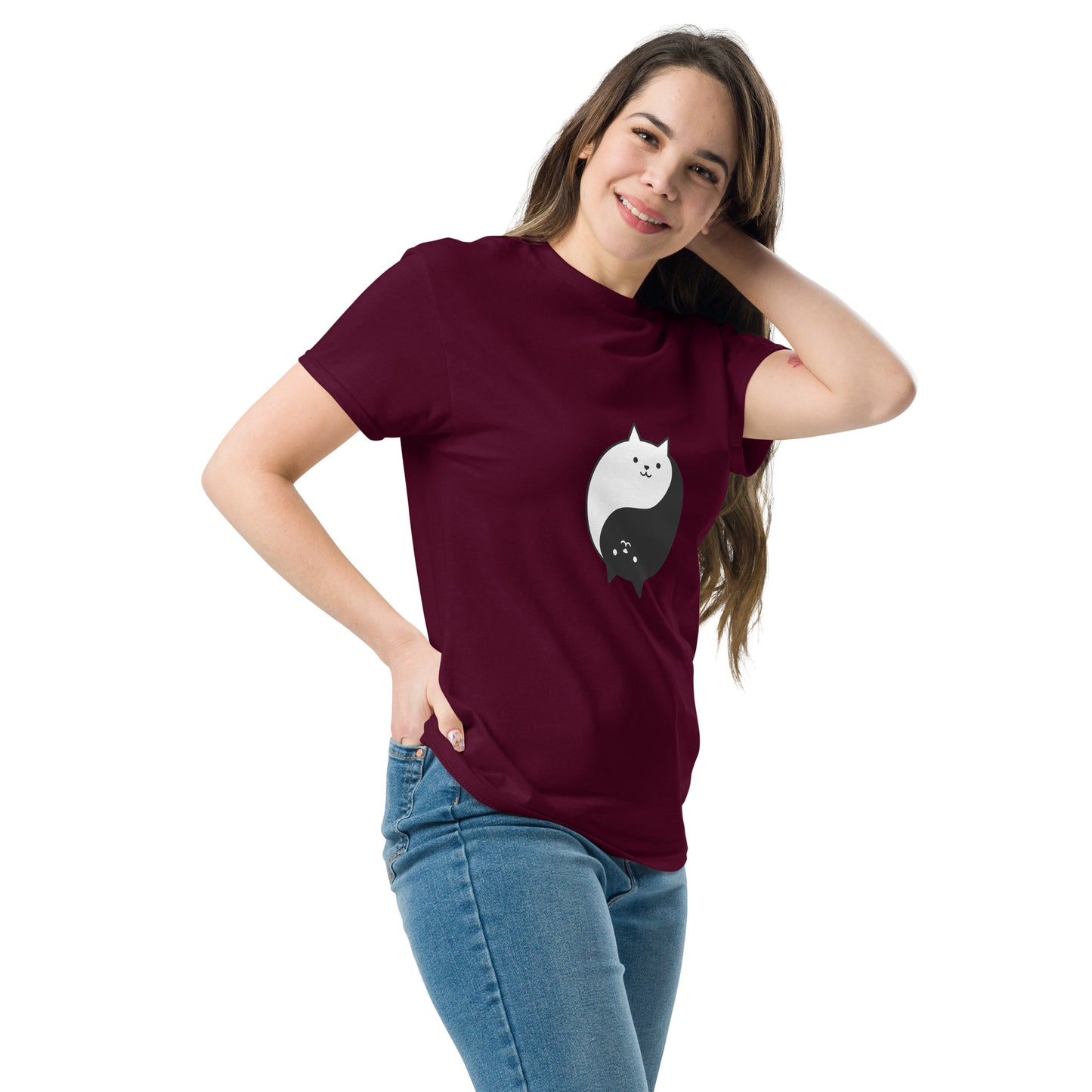 Ying yang cat classic tee short sleeves unisex t-shirt - SexyCoca
