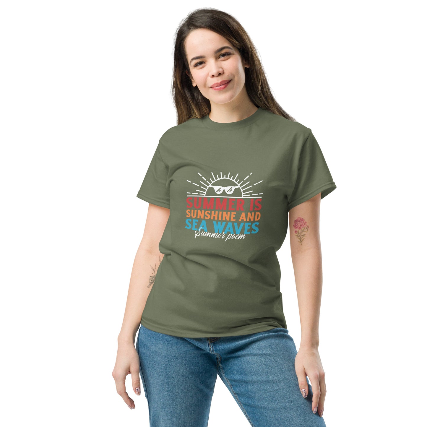 Sunshine and sea waves summer sun classic tee short sleeves unisex t-shirt - SexyCoca
