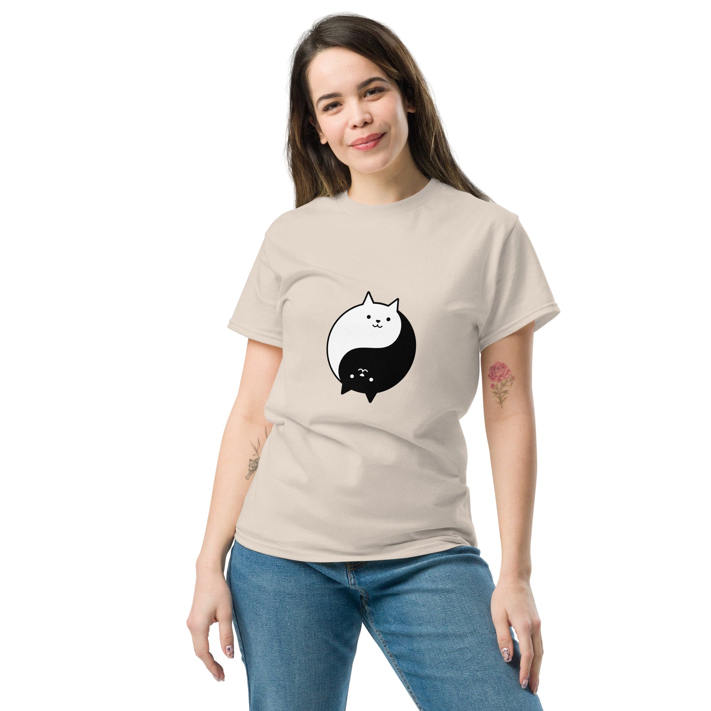 Ying yang cat classic tee short sleeves unisex t-shirt - SexyCoca