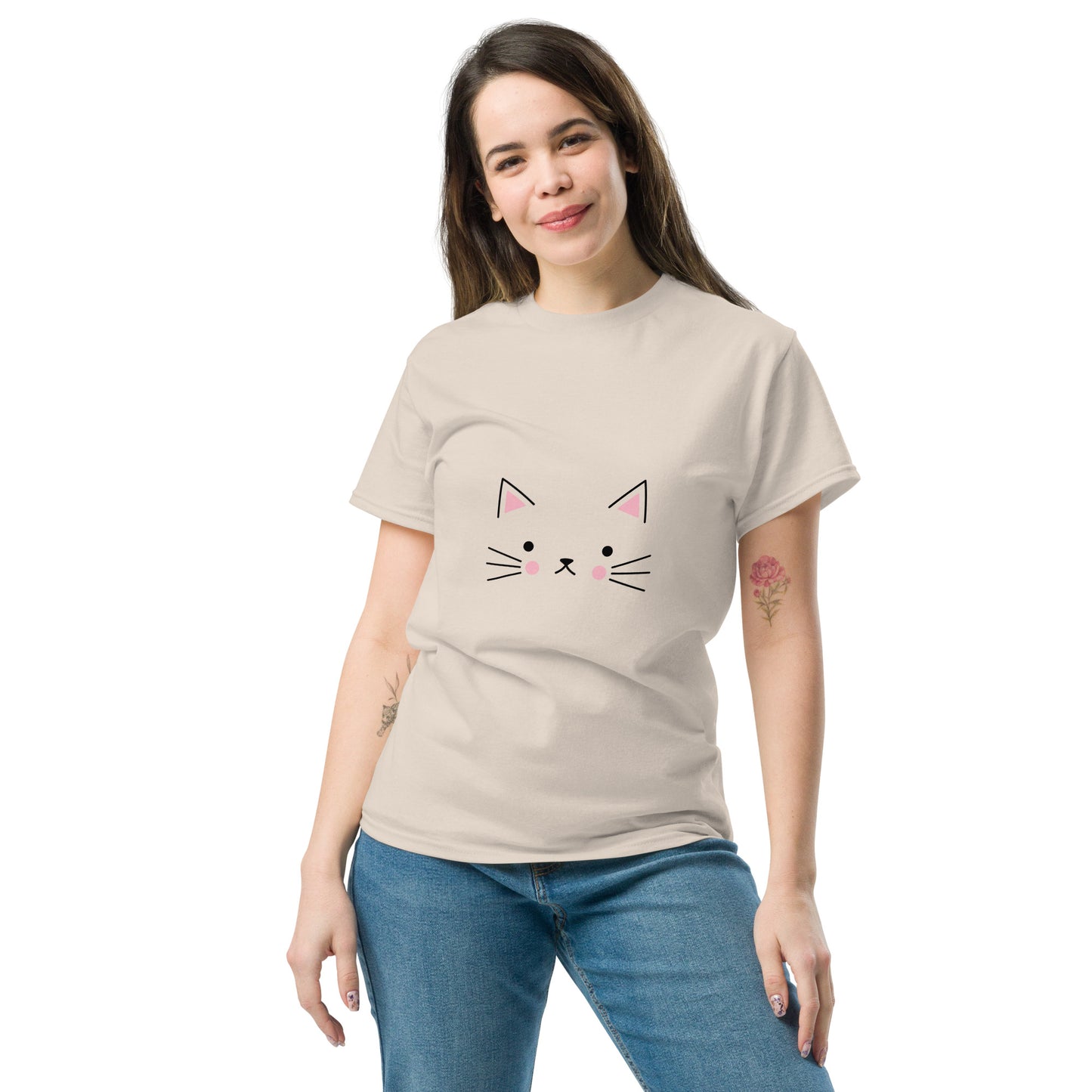 Cute cat face classic tee short sleeves unisex t-shirt - SexyCoca