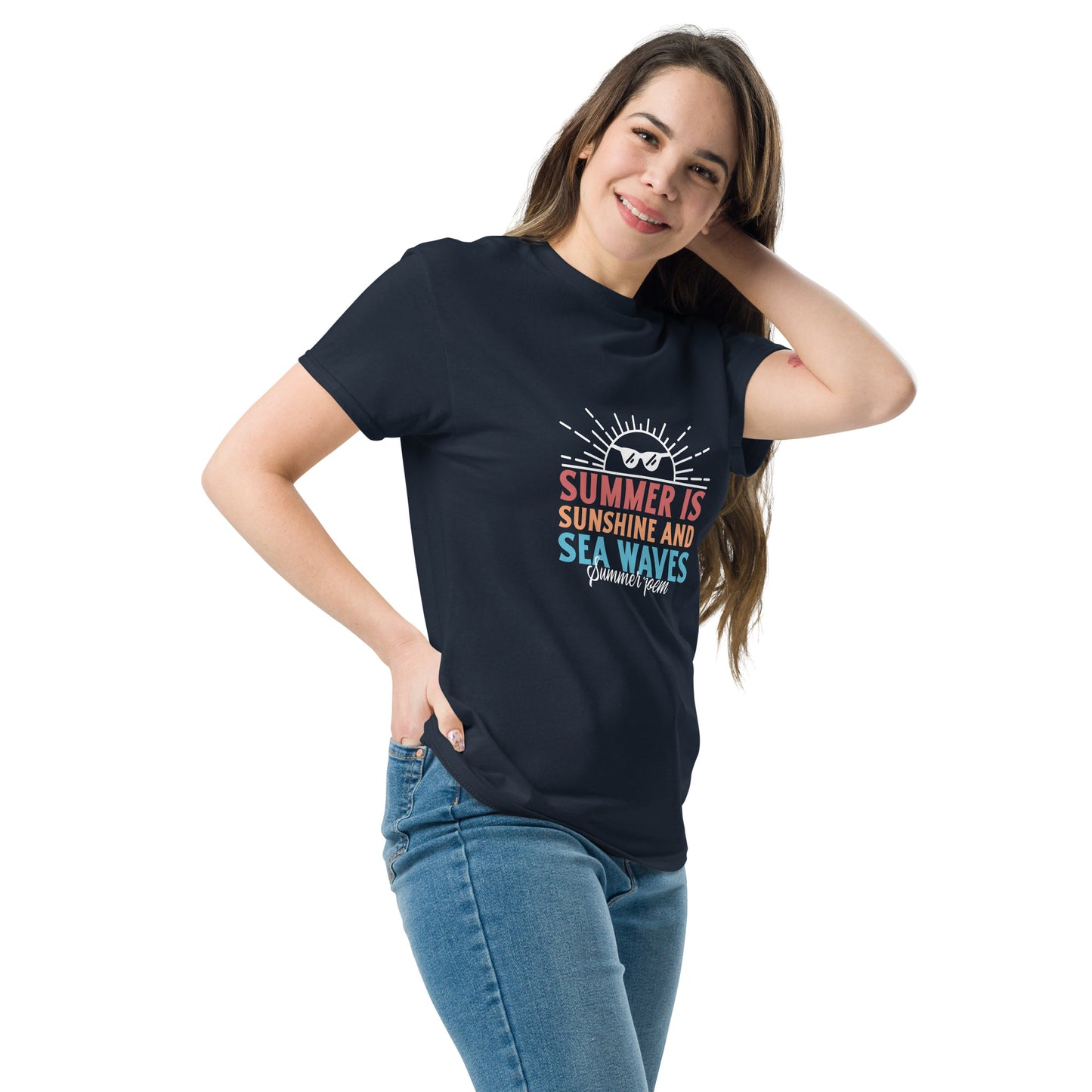 Sunshine and sea waves summer sun classic tee short sleeves unisex t-shirt - SexyCoca