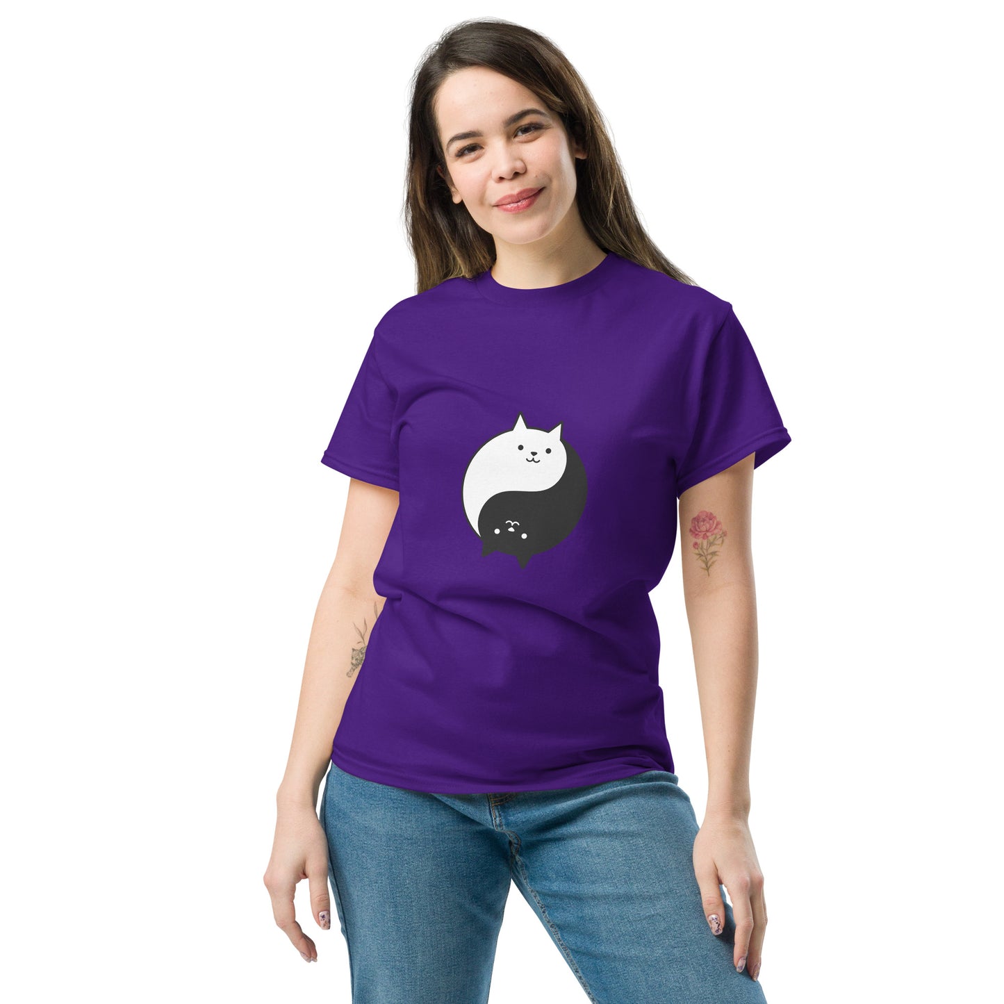 Ying yang cat classic tee short sleeves unisex t-shirt - SexyCoca