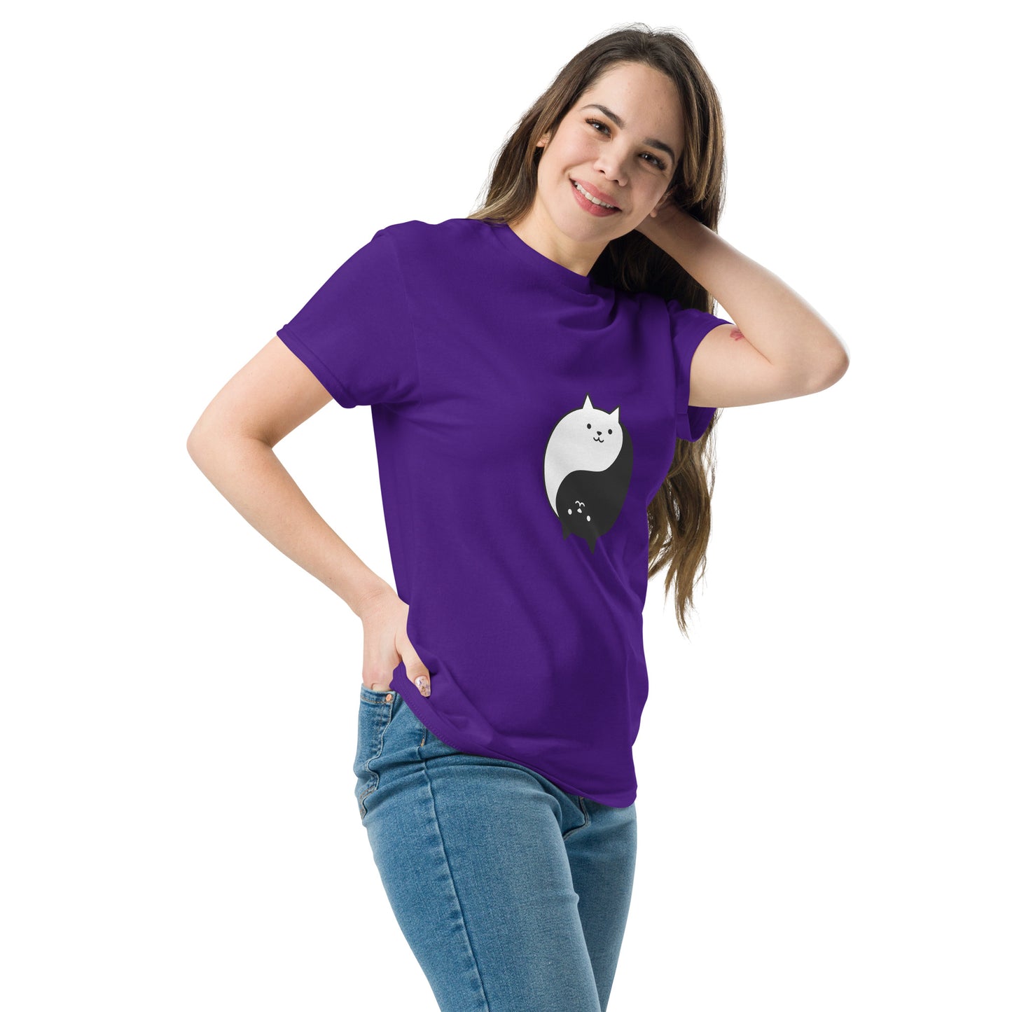 Ying yang cat classic tee short sleeves unisex t-shirt - SexyCoca