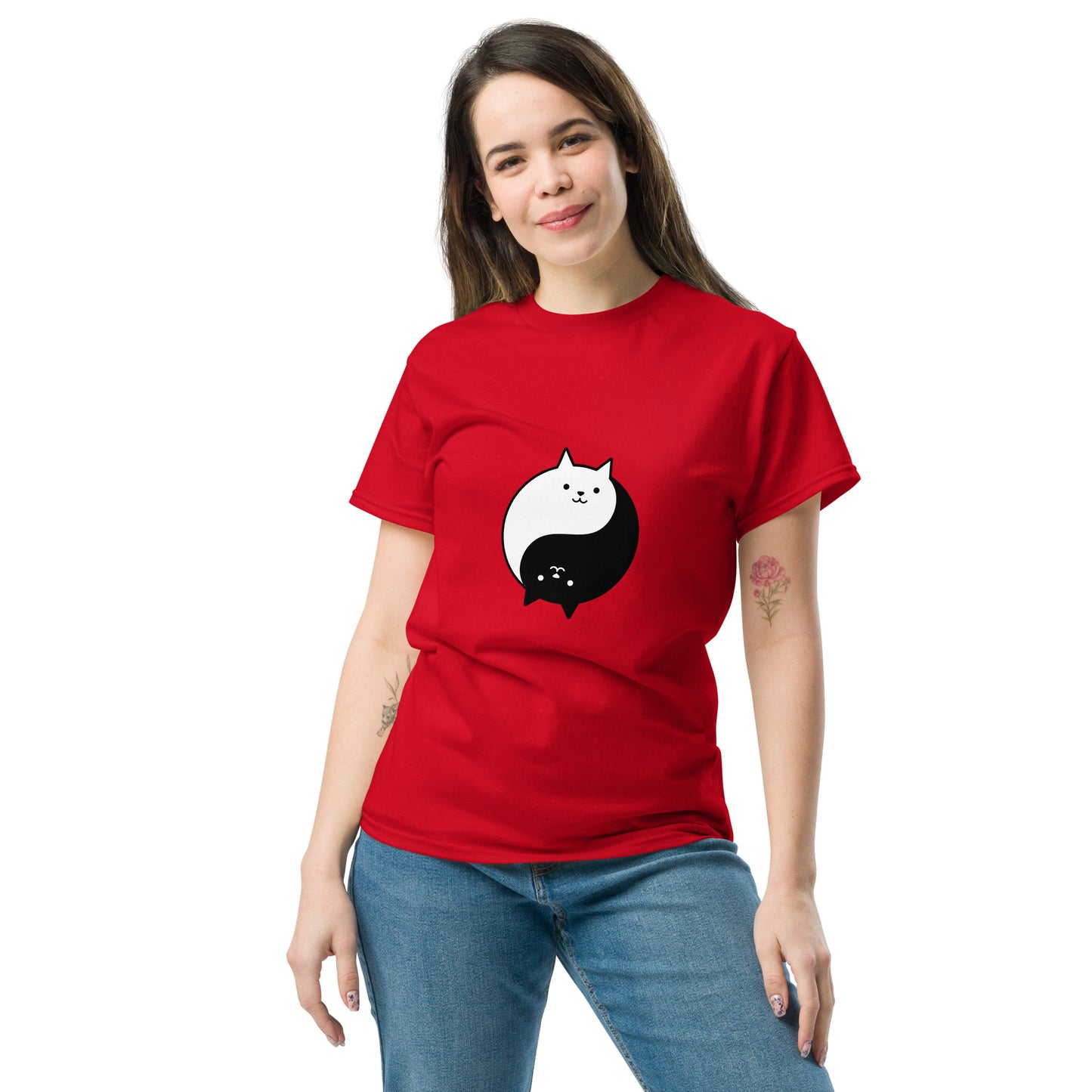 Ying yang cat classic tee short sleeves unisex t-shirt - SexyCoca