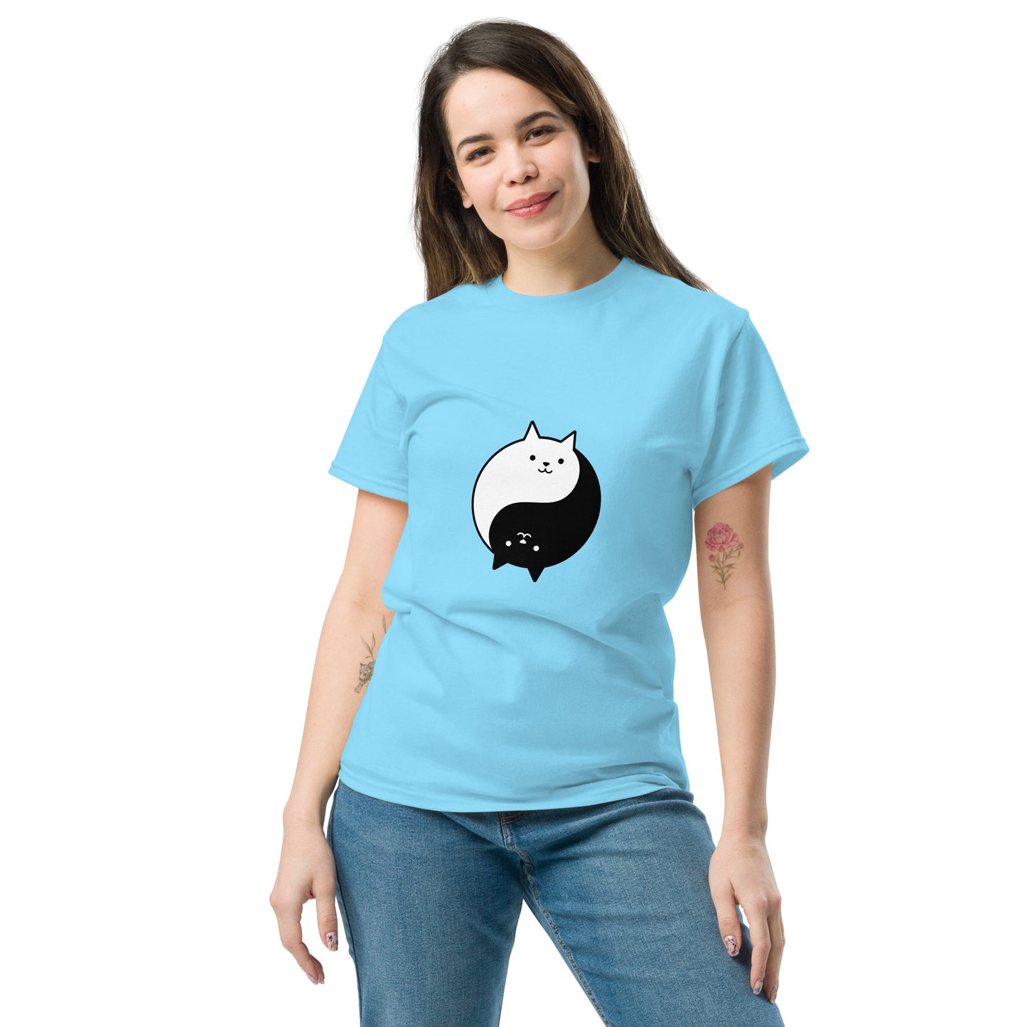 Ying yang cat classic tee short sleeves unisex t-shirt - SexyCoca