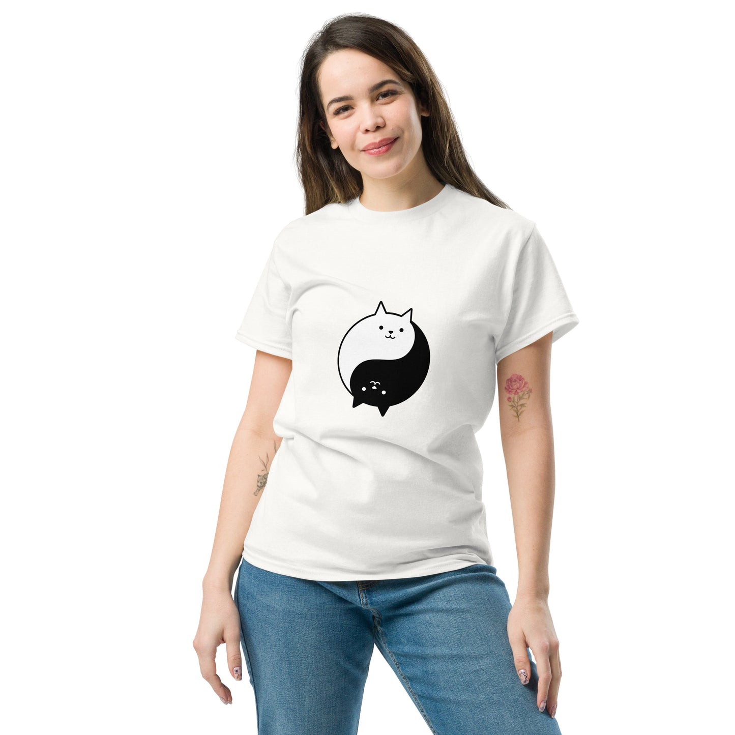 Ying yang cat classic tee short sleeves unisex t-shirt - SexyCoca
