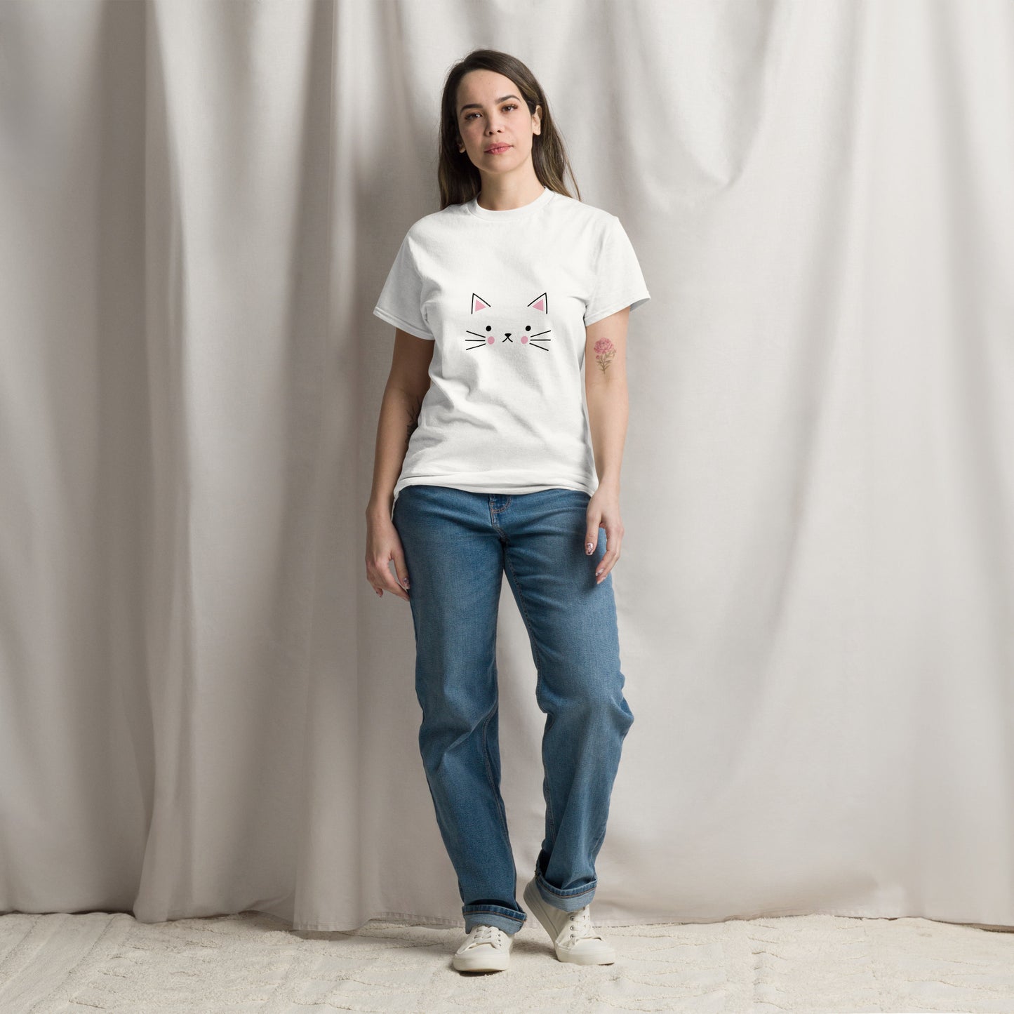 Cute cat face classic tee short sleeves unisex t-shirt - SexyCoca