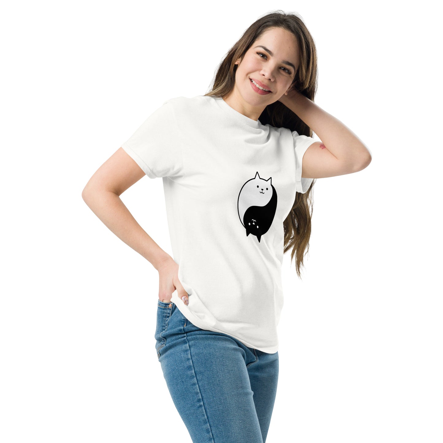 Ying yang cat classic tee short sleeves unisex t-shirt - SexyCoca