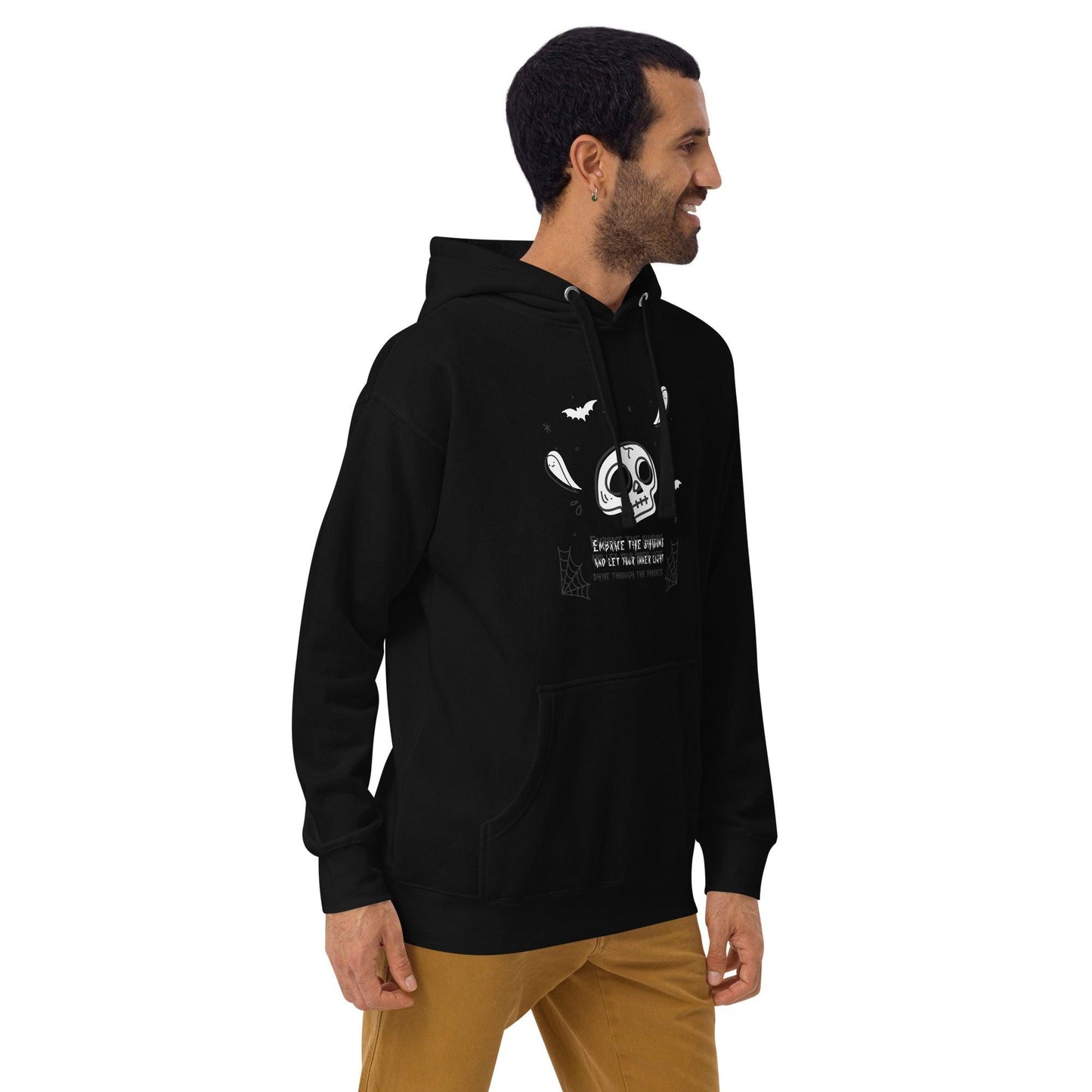 Embrace the shadows quote skull and ghost warm unisex Hoodie - SexyCoca