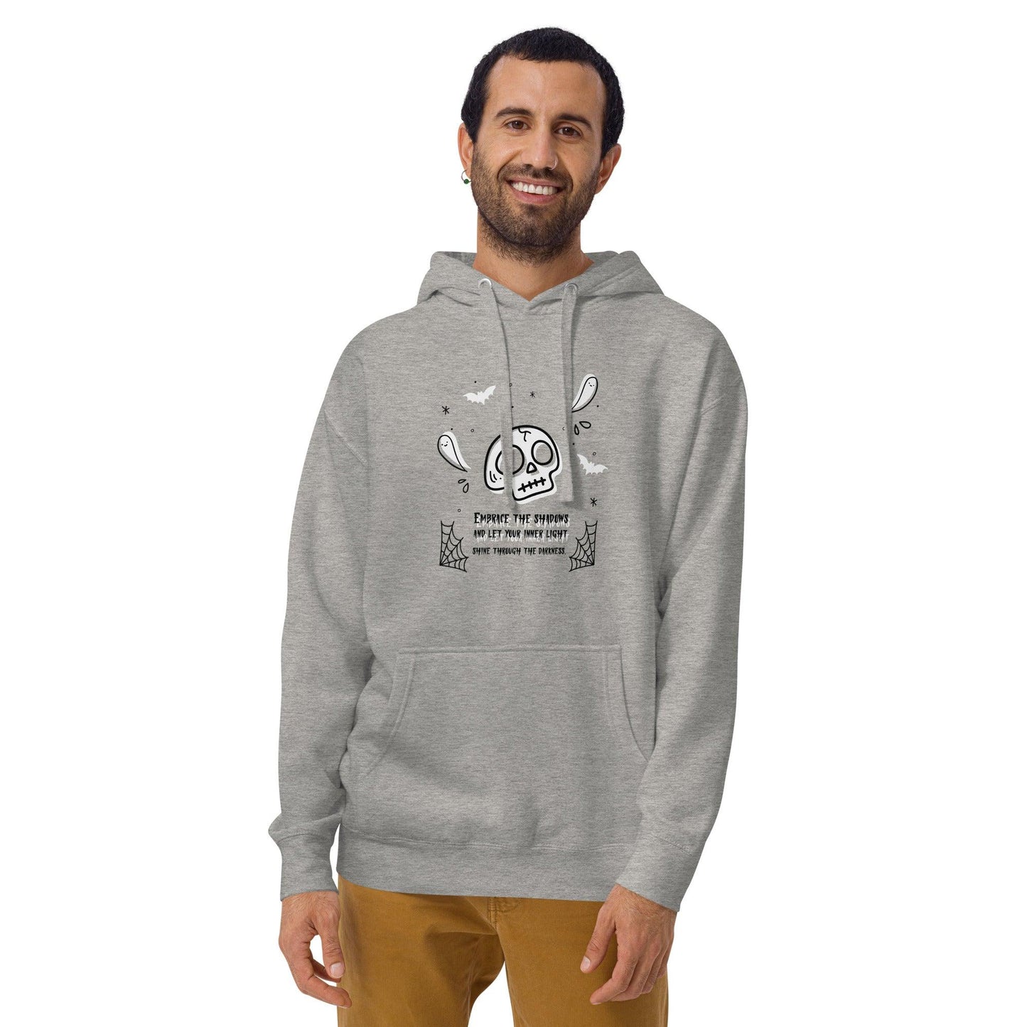 Embrace the shadows quote skull and ghost warm unisex Hoodie - SexyCoca