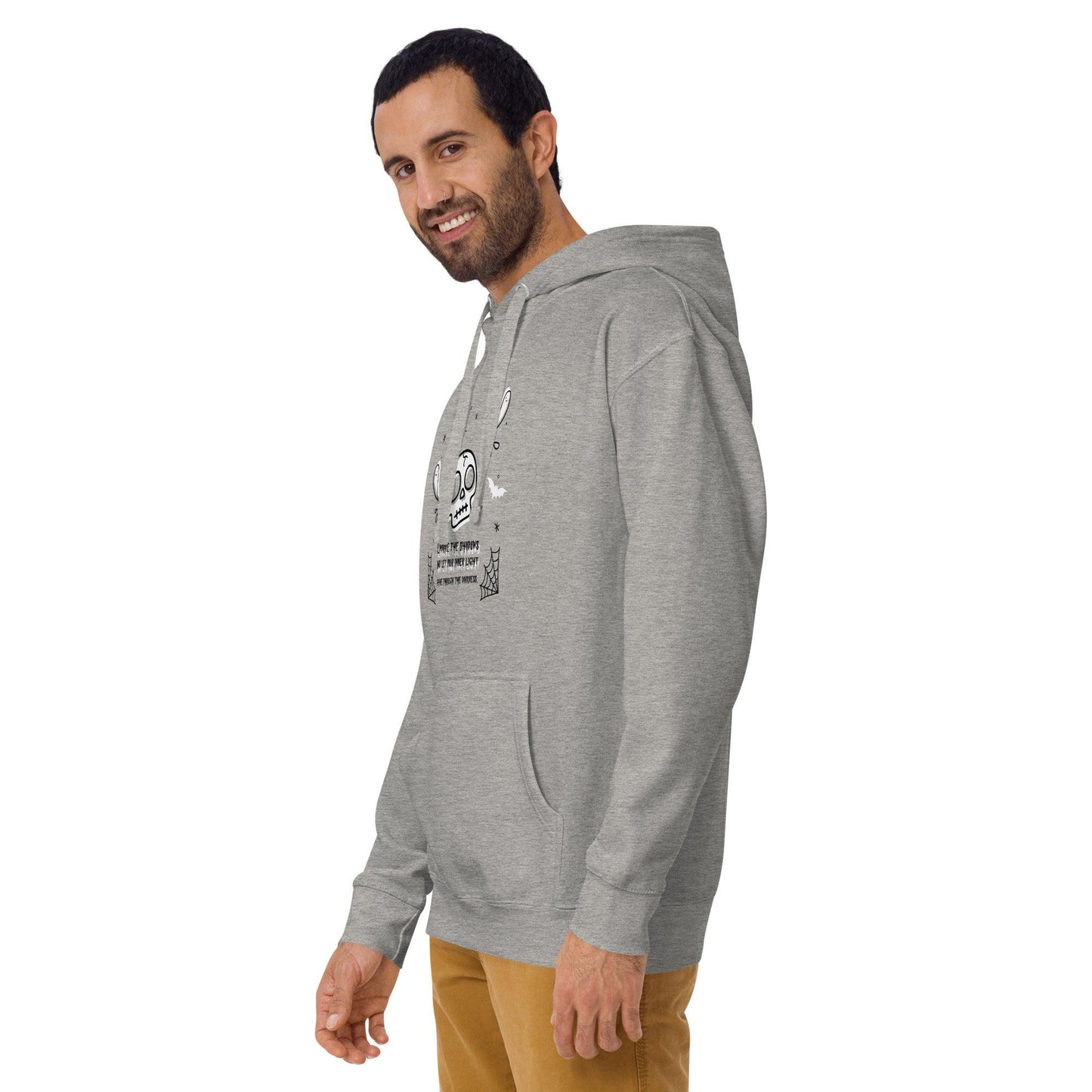 Embrace the shadows quote skull and ghost warm unisex Hoodie - SexyCoca