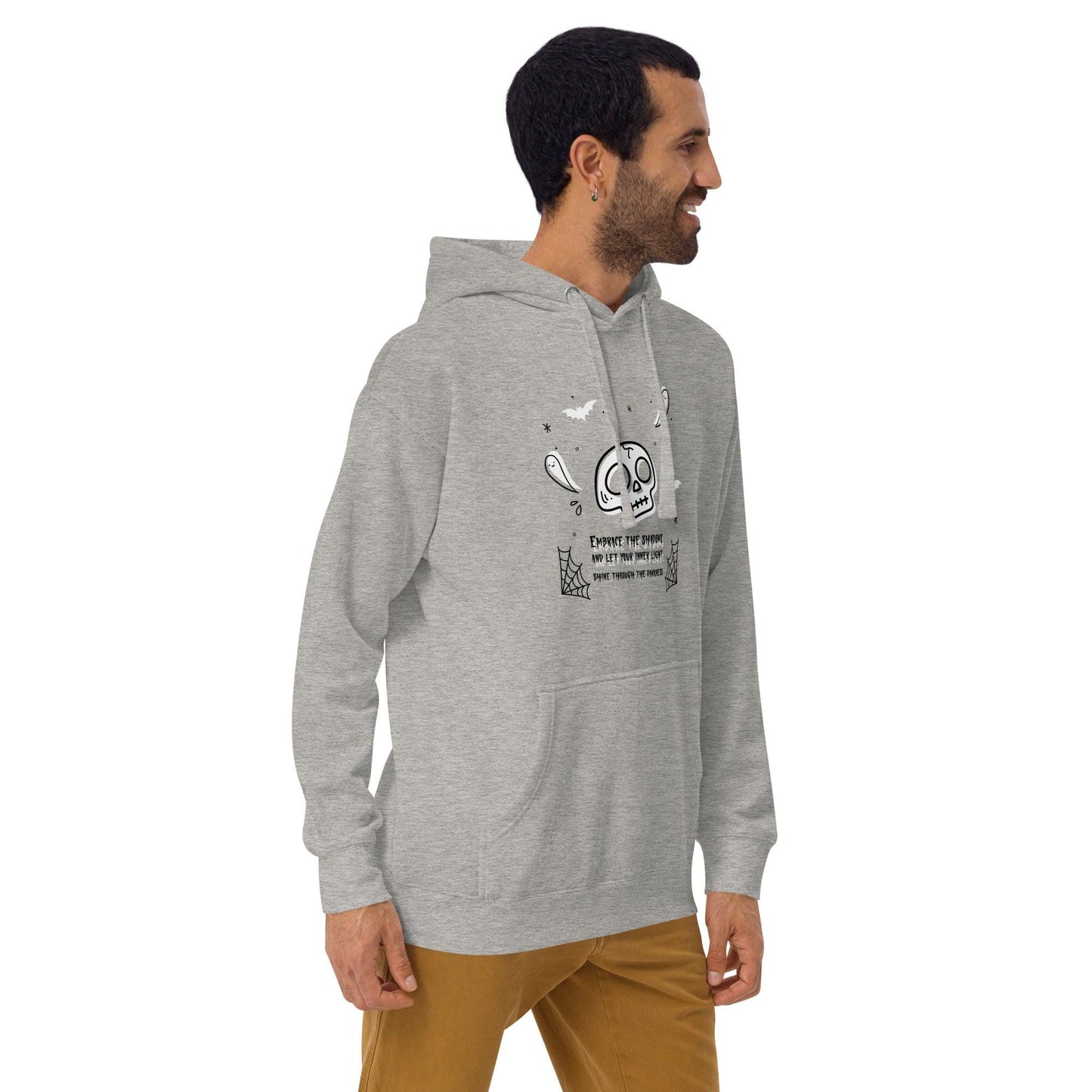 Embrace the shadows quote skull and ghost warm unisex Hoodie - SexyCoca
