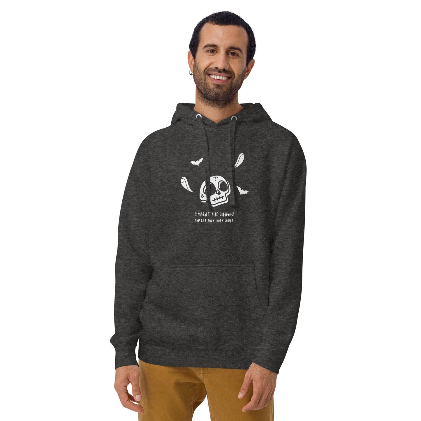 Embrace the shadows quote skull and ghost warm unisex Hoodie - SexyCoca