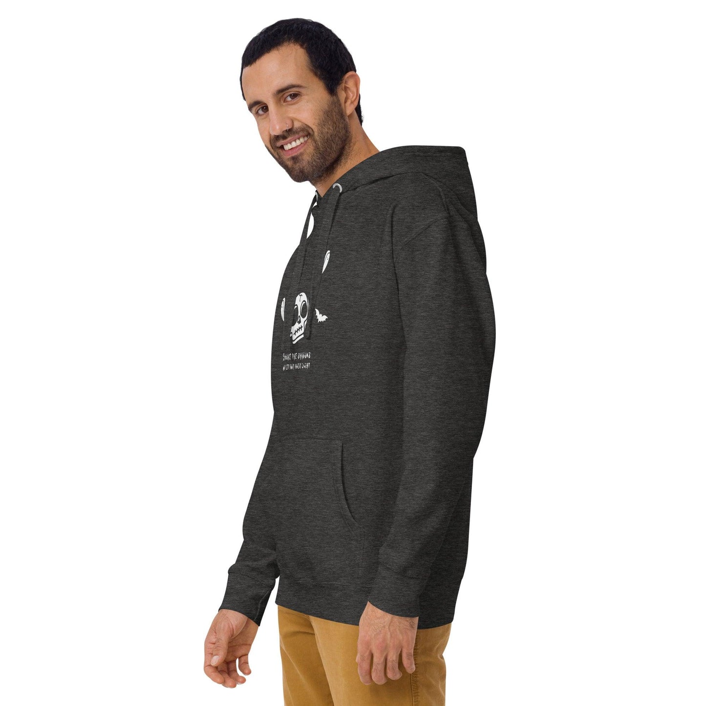 Embrace the shadows quote skull and ghost warm unisex Hoodie - SexyCoca