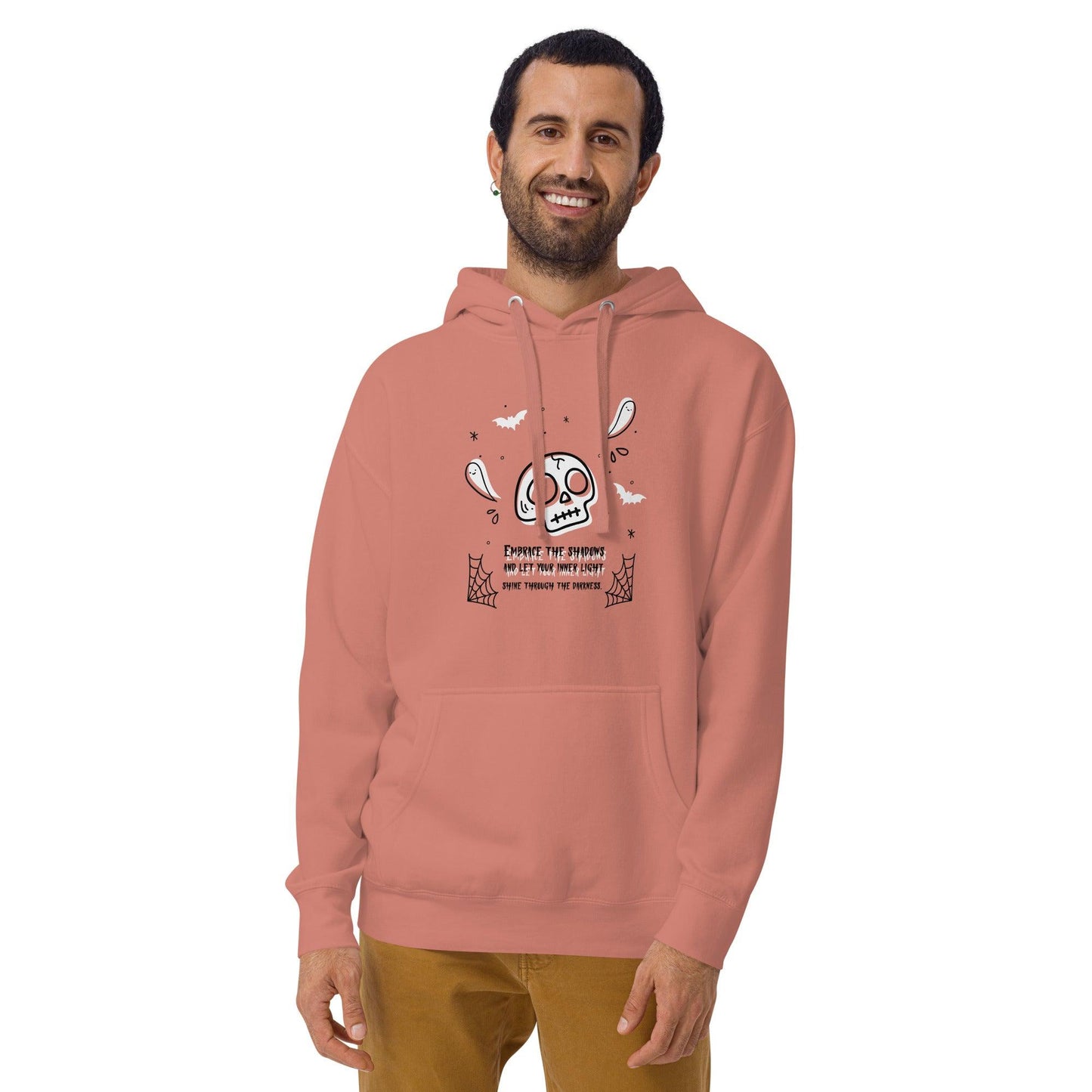 Embrace the shadows quote skull and ghost warm unisex Hoodie - SexyCoca