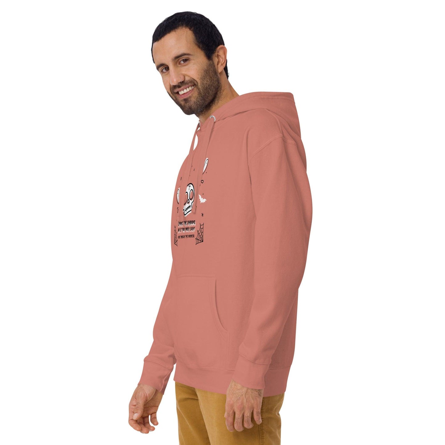 Embrace the shadows quote skull and ghost warm unisex Hoodie - SexyCoca