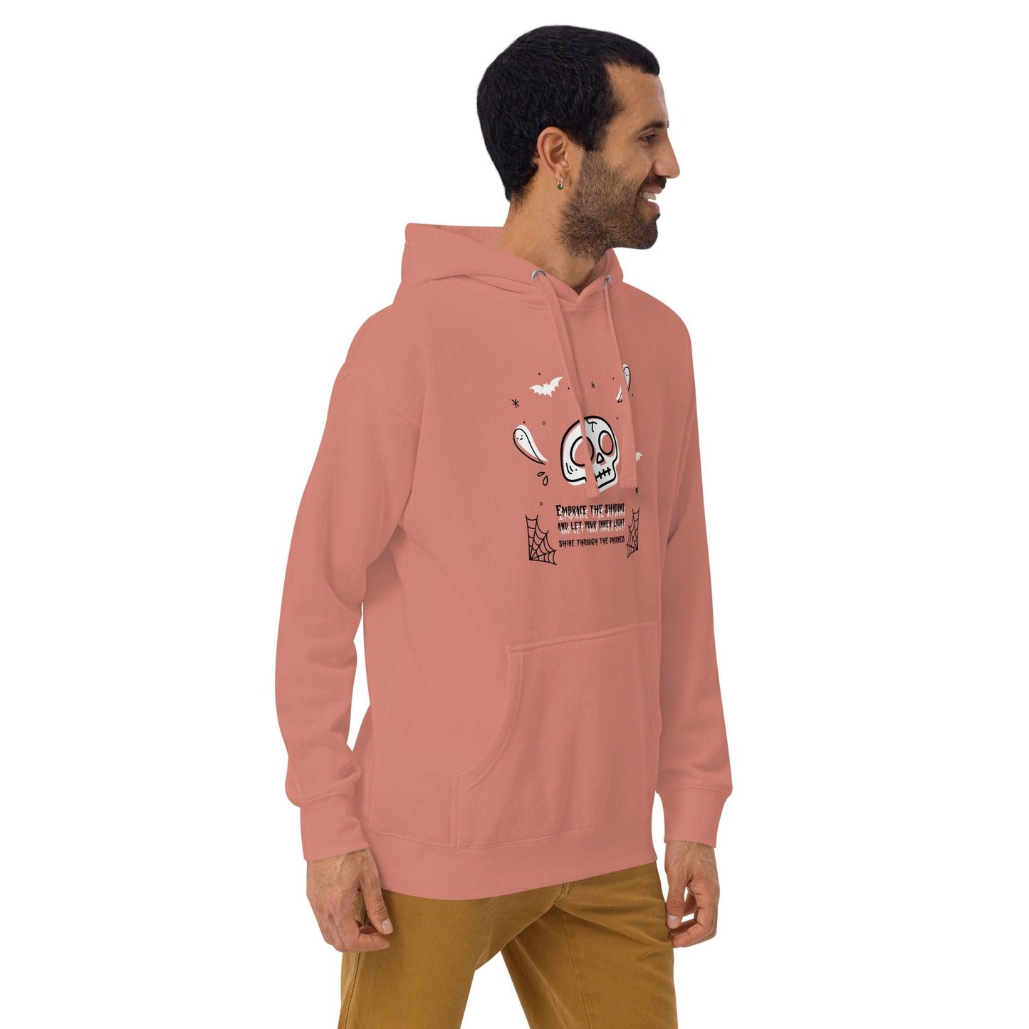 Embrace the shadows quote skull and ghost warm unisex Hoodie - SexyCoca