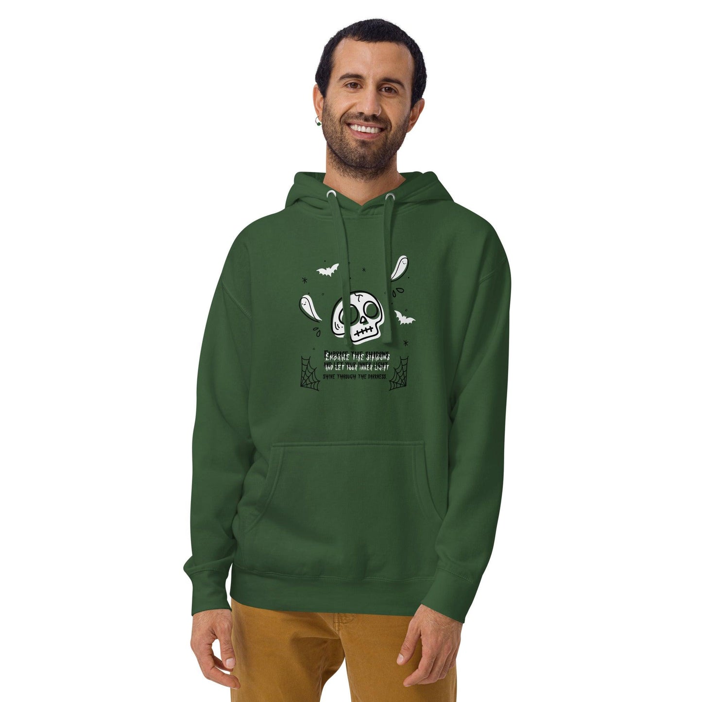 Embrace the shadows quote skull and ghost warm unisex Hoodie - SexyCoca