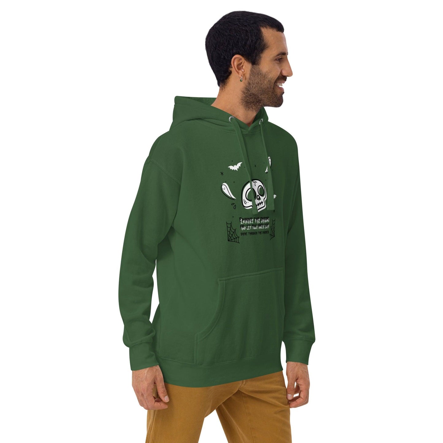 Embrace the shadows quote skull and ghost warm unisex Hoodie - SexyCoca