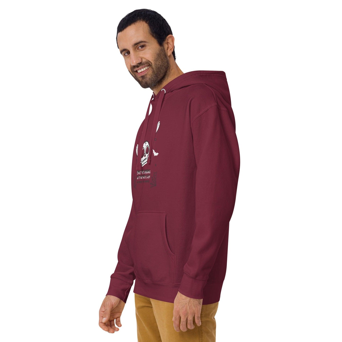 Embrace the shadows quote skull and ghost warm unisex Hoodie - SexyCoca