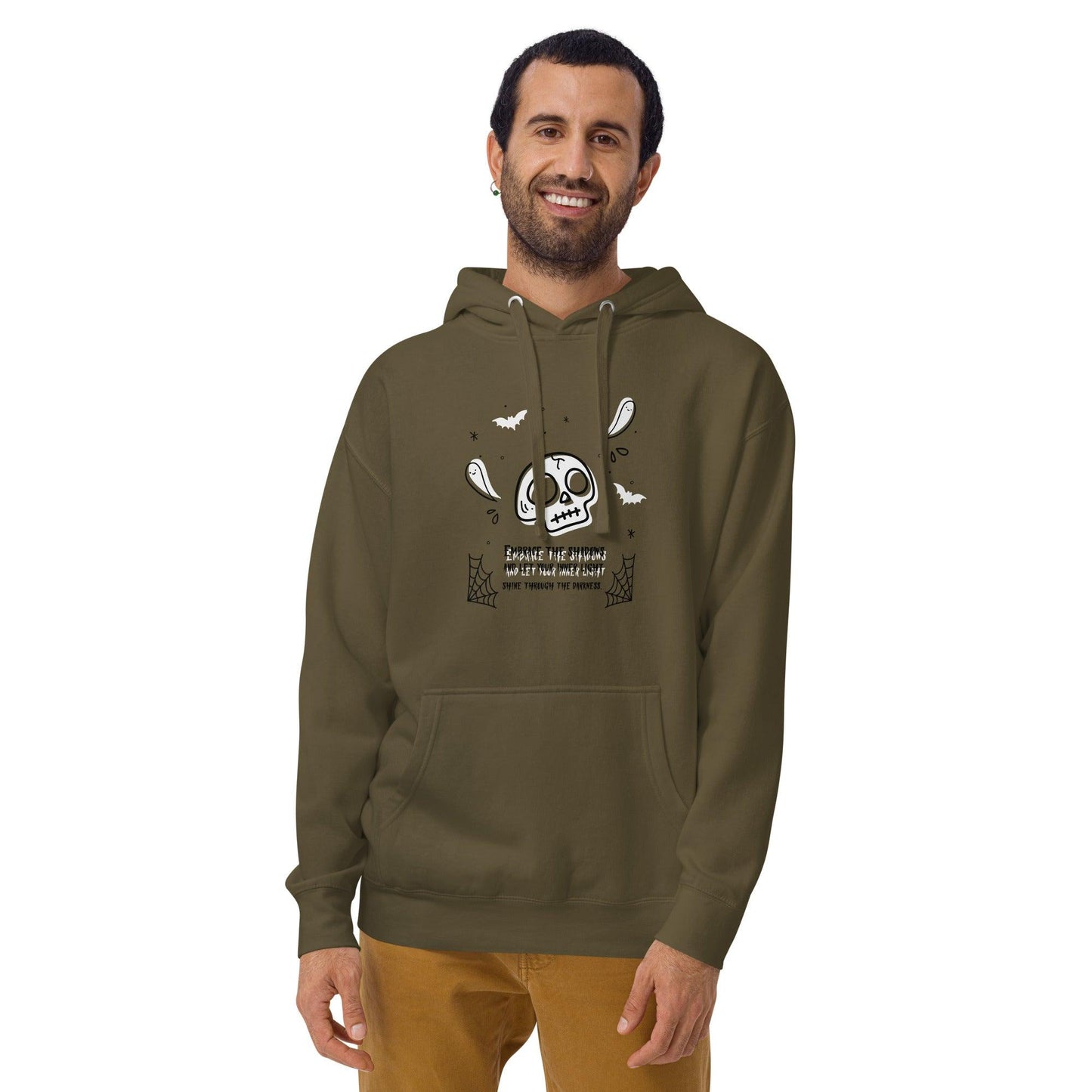 Embrace the shadows quote skull and ghost warm unisex Hoodie - SexyCoca
