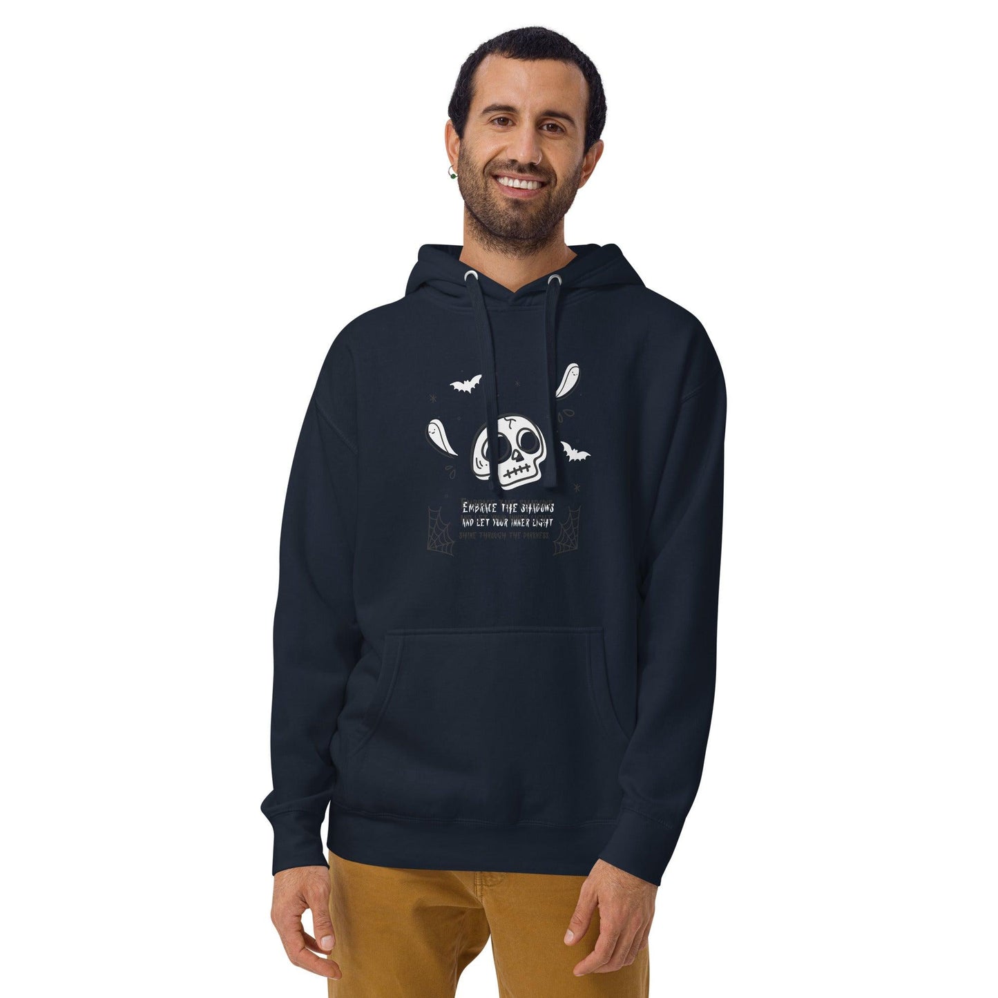 Embrace the shadows quote skull and ghost warm unisex Hoodie - SexyCoca