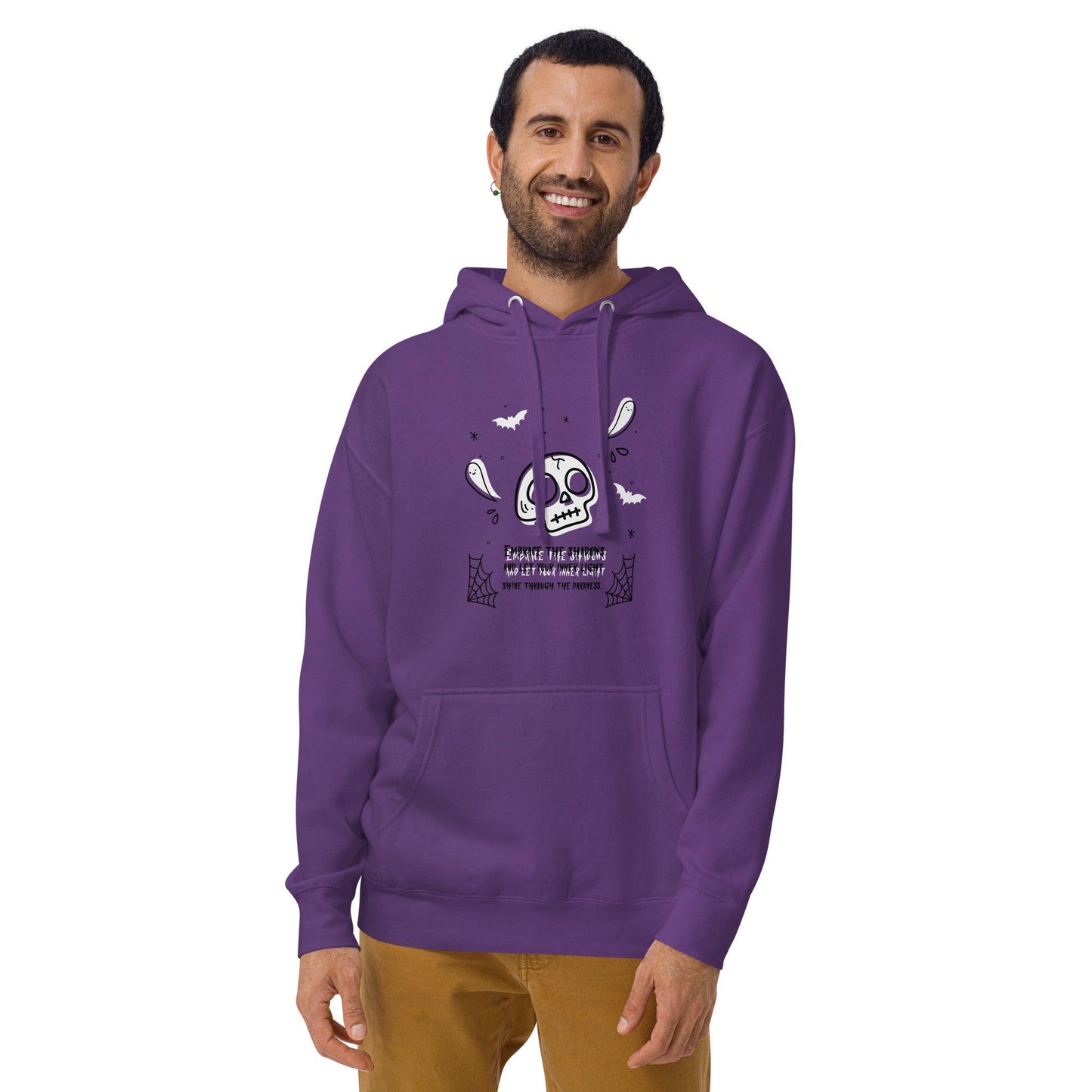 Embrace the shadows quote skull and ghost warm unisex Hoodie - SexyCoca