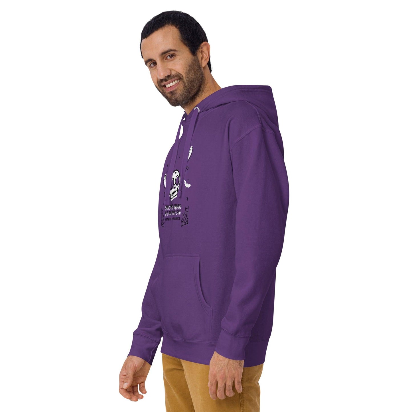 Embrace the shadows quote skull and ghost warm unisex Hoodie - SexyCoca
