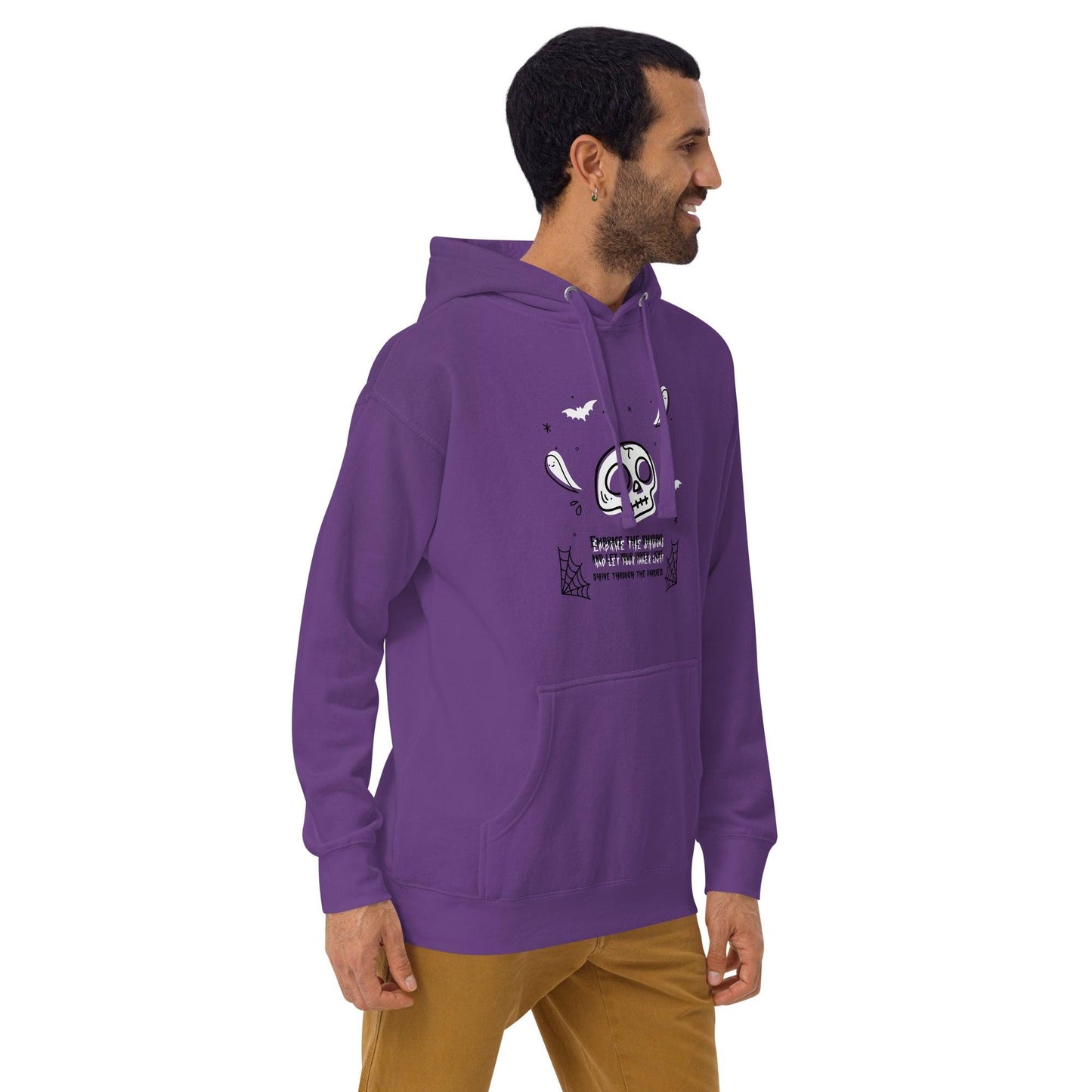 Embrace the shadows quote skull and ghost warm unisex Hoodie - SexyCoca