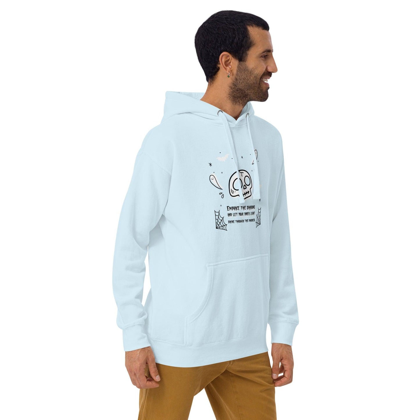 Embrace the shadows quote skull and ghost warm unisex Hoodie - SexyCoca
