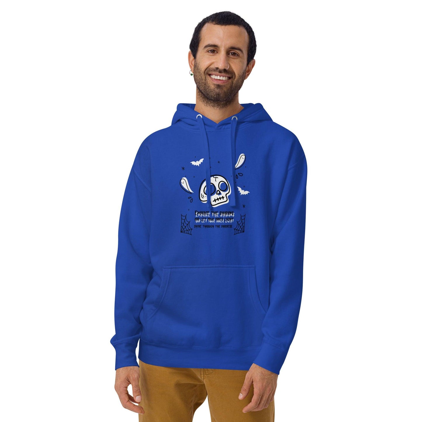 Embrace the shadows quote skull and ghost warm unisex Hoodie - SexyCoca