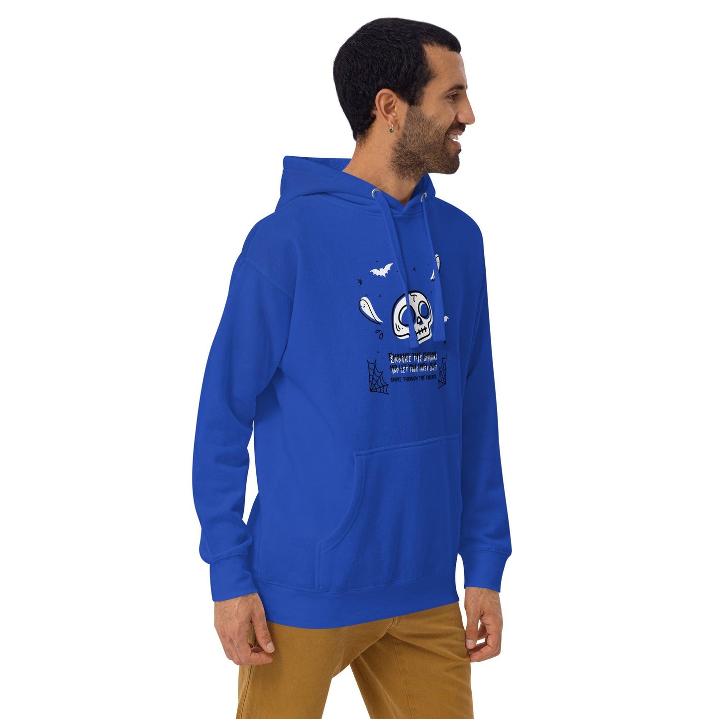 Embrace the shadows quote skull and ghost warm unisex Hoodie - SexyCoca