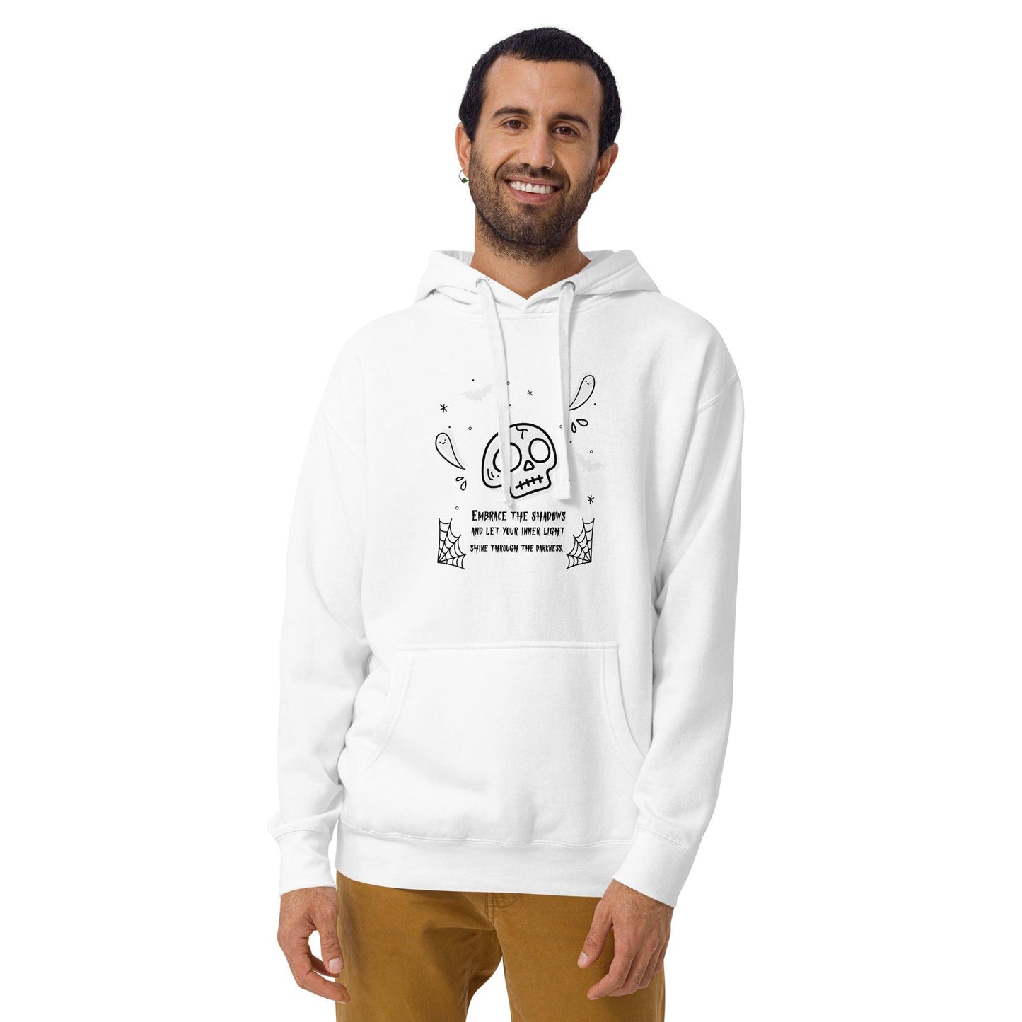 Embrace the shadows quote skull and ghost warm unisex Hoodie - SexyCoca