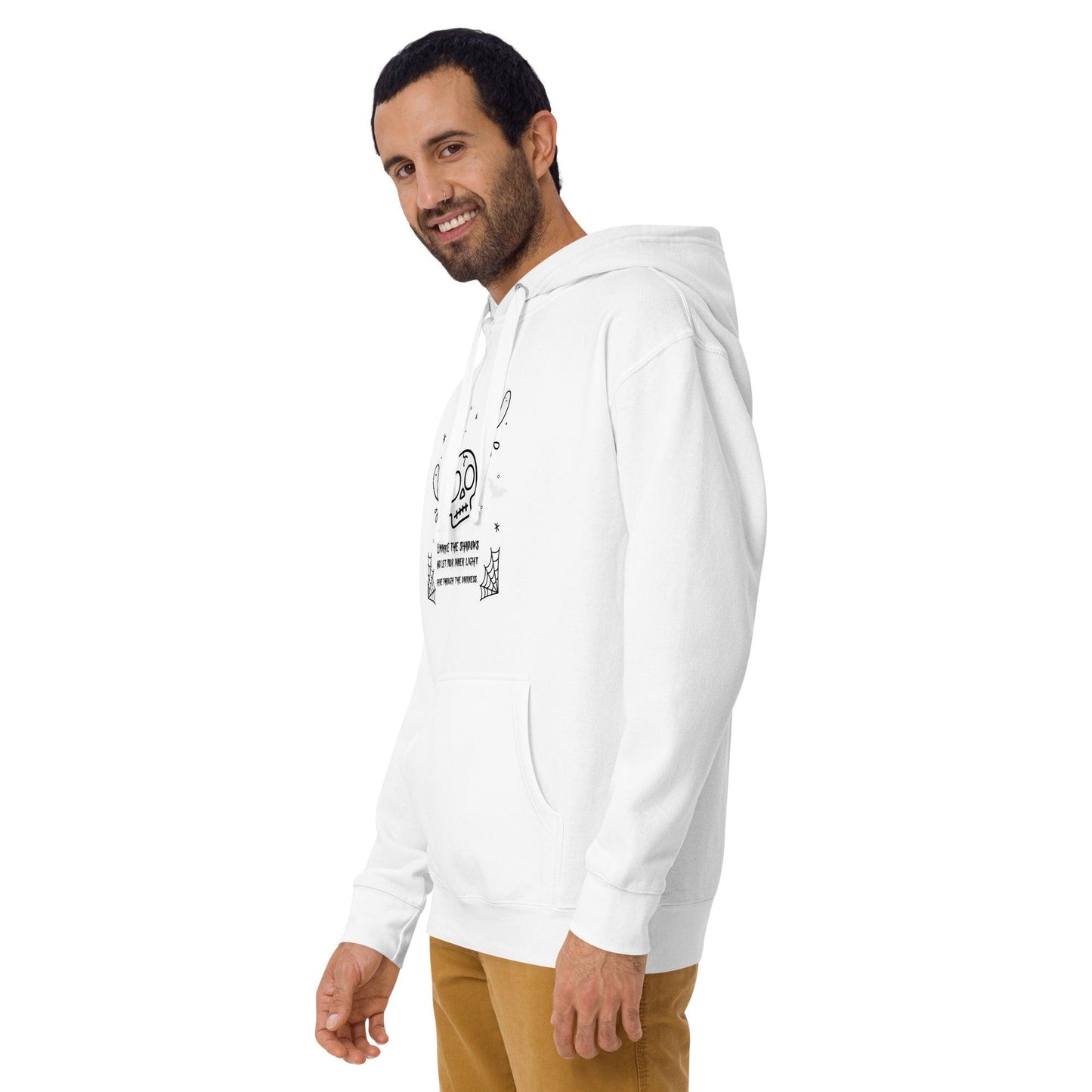 Embrace the shadows quote skull and ghost warm unisex Hoodie - SexyCoca